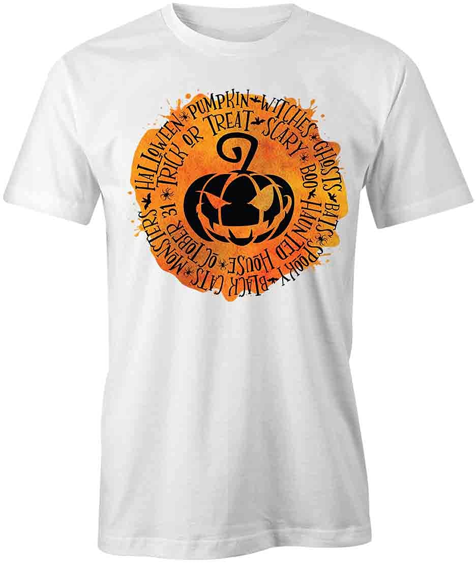 Halloween Pumpkin Graphic T-Shirt for Men & Women - Funny Printed Cotton Tee - Perfect for Halloween Parties, Costume Contests & Fall Festivals