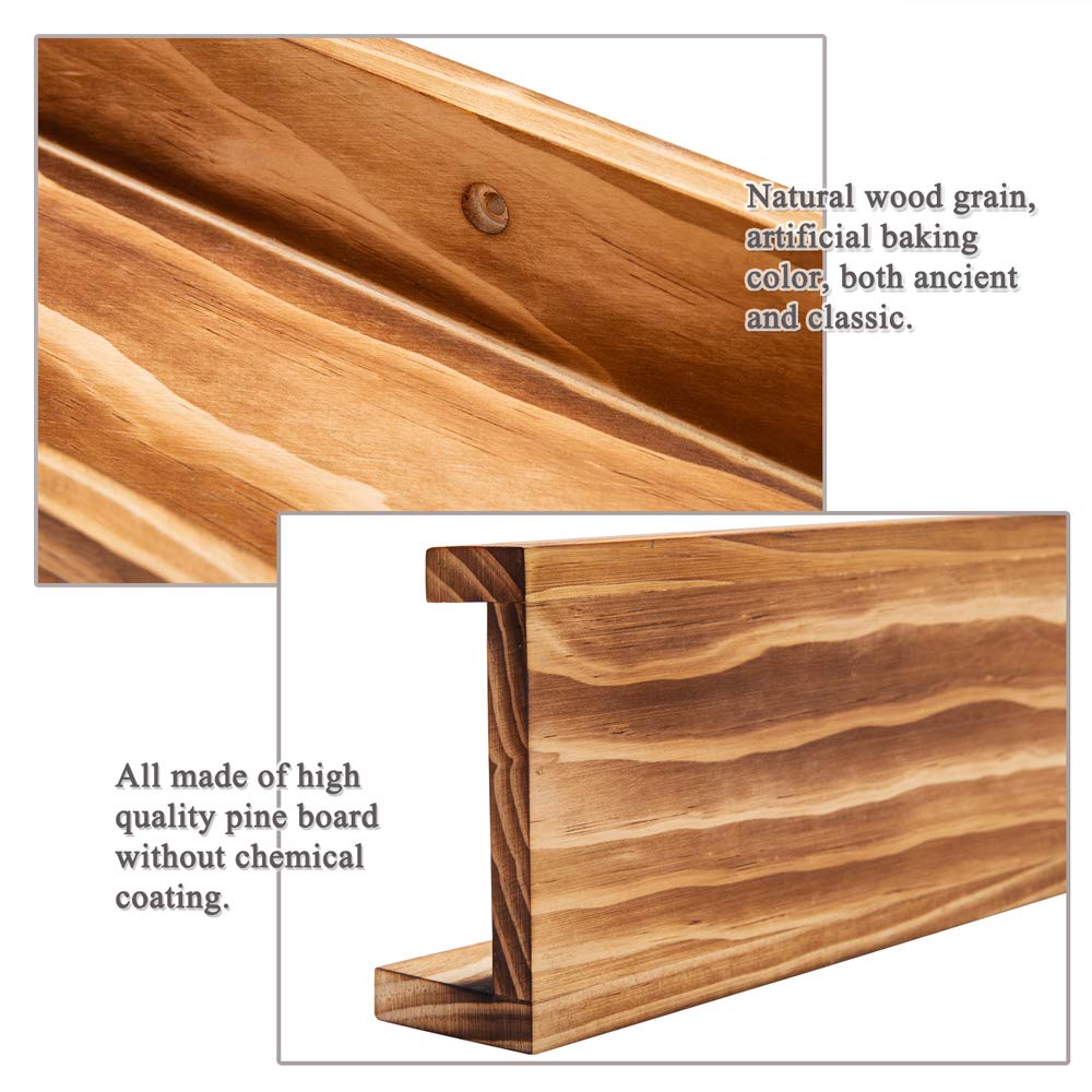 AZSKY Rustic Wood Floating Shelves - 36 Inch Set of 2, Wall Mounted Bookshelf with Lip for Nursery, Kids Room, Bathroom & Living Room - Perfect for Displaying Books, Photos, Frames and Decorative Items