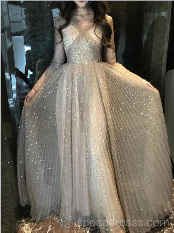 Sparkly Tulle Long Sleeve Evening Prom Dress for Women - Elegant Sweet 16 Party Gown - Perfect for Homecoming, Quinceañera & Formal Events - Style #18568
