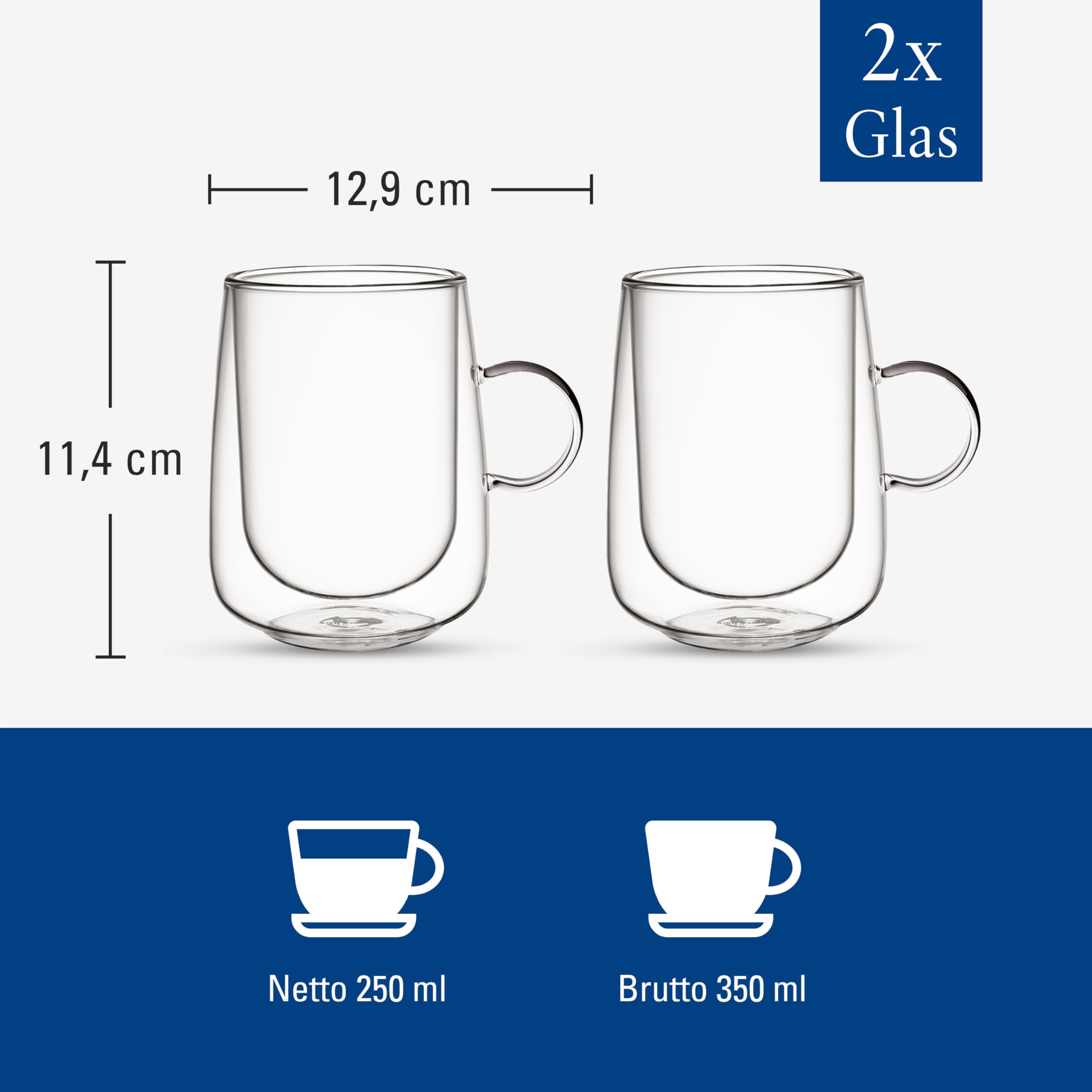 Villeroy & Boch Artesano Double-Walled Latte Macchiato Glass Set of 2 - 11.75 oz Borosilicate Glass for Hot & Cold Drinks - Dishwasher & Microwave Safe - Perfect for Coffee, Tea, Cocktails and Iced Beverages at Home or Cafe