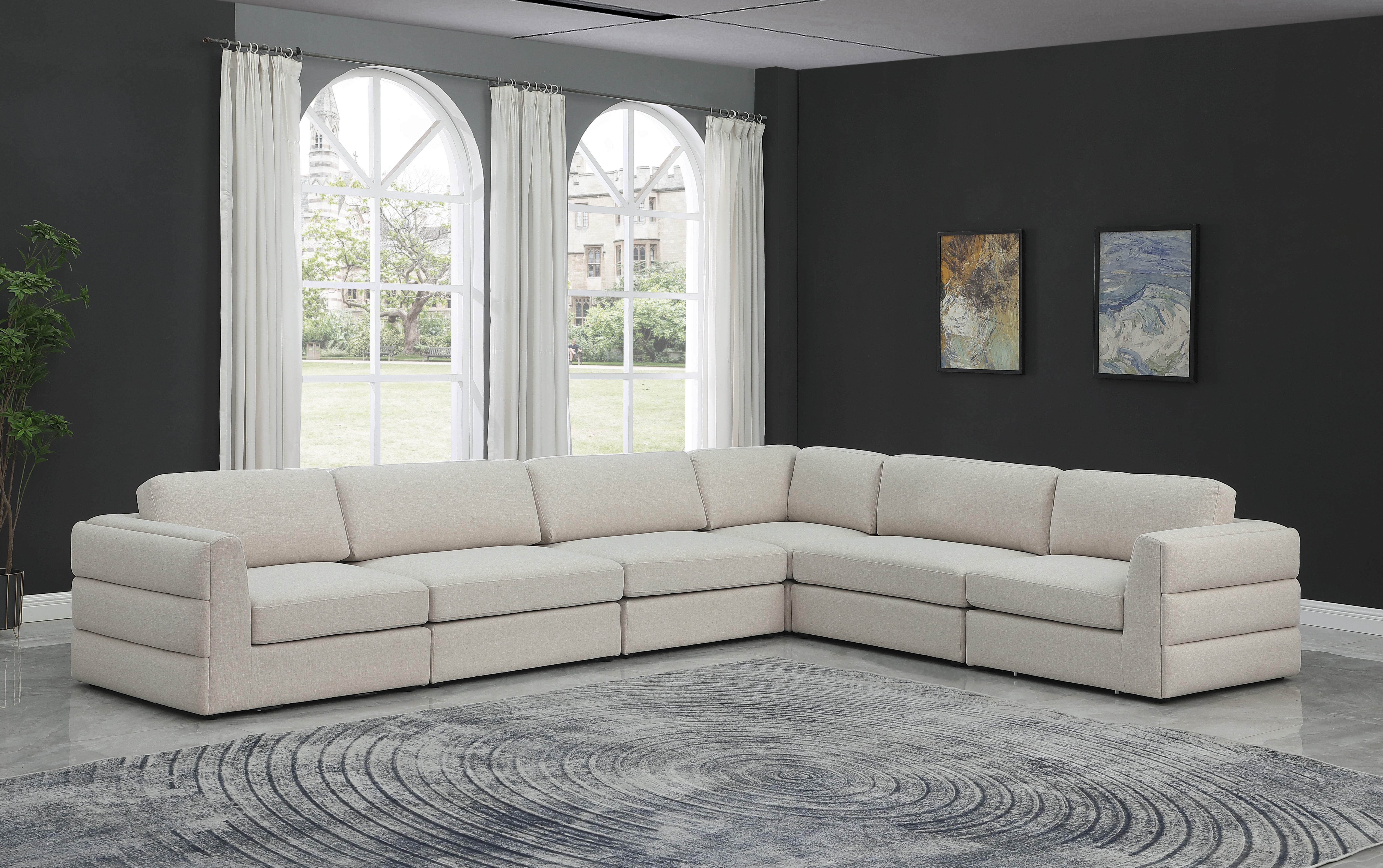 Beckham Durable Linen Textured Fabric Modular Sectional Sofa - Modern L-Shaped Couch for Living Room, Family Room & Home Theater Comfort