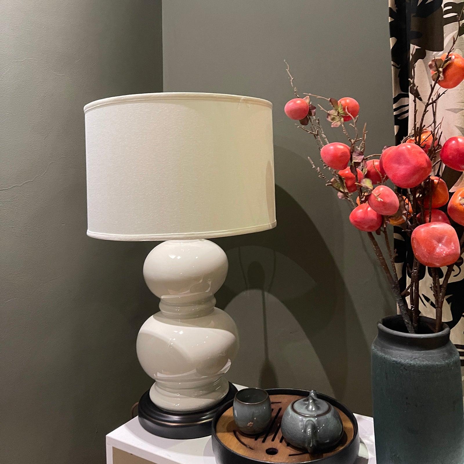 Handmade Ceramic Gourd Table Lamp - Modern Boho Home Decor for Living Room, Bedroom & Office - Warm Ambient Lighting for Cozy Spaces