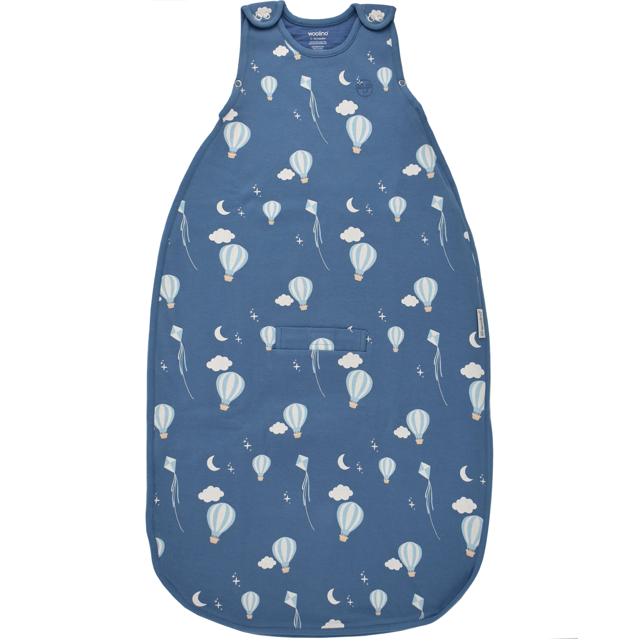 4 Season Baby Sleep Sack - Merino Wool & Organic Cotton for 2 Months to 2 Years - Hot Air Balloon Design - Perfect for Nursery, Daycare & Travel