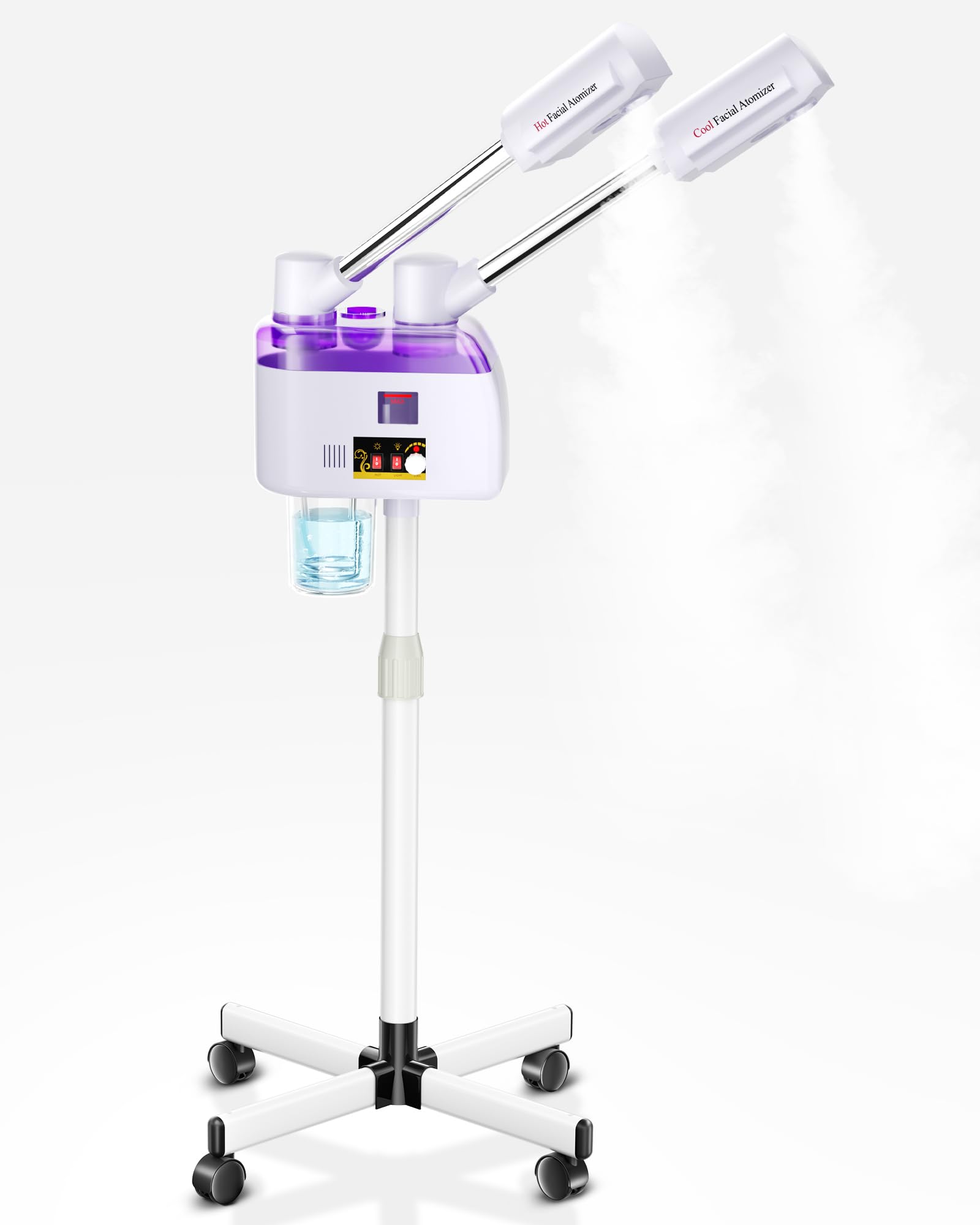 Professional 2-in-1 Hot & Cold Facial Steamer with Wheels - Adjustable Timer for Deep Pore Cleansing | Spa-Grade Face Steamer (53 Inch) for Home & Salon Use | Perfect for Facial Treatments, Blackhead Removal & Skin Hydration