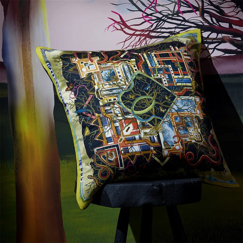 Christian Lacroix Archeologie Mosaique Decorative Throw Pillow Cover 55x55cm - Luxury Home Decor for Sofa, Bed & Living Room