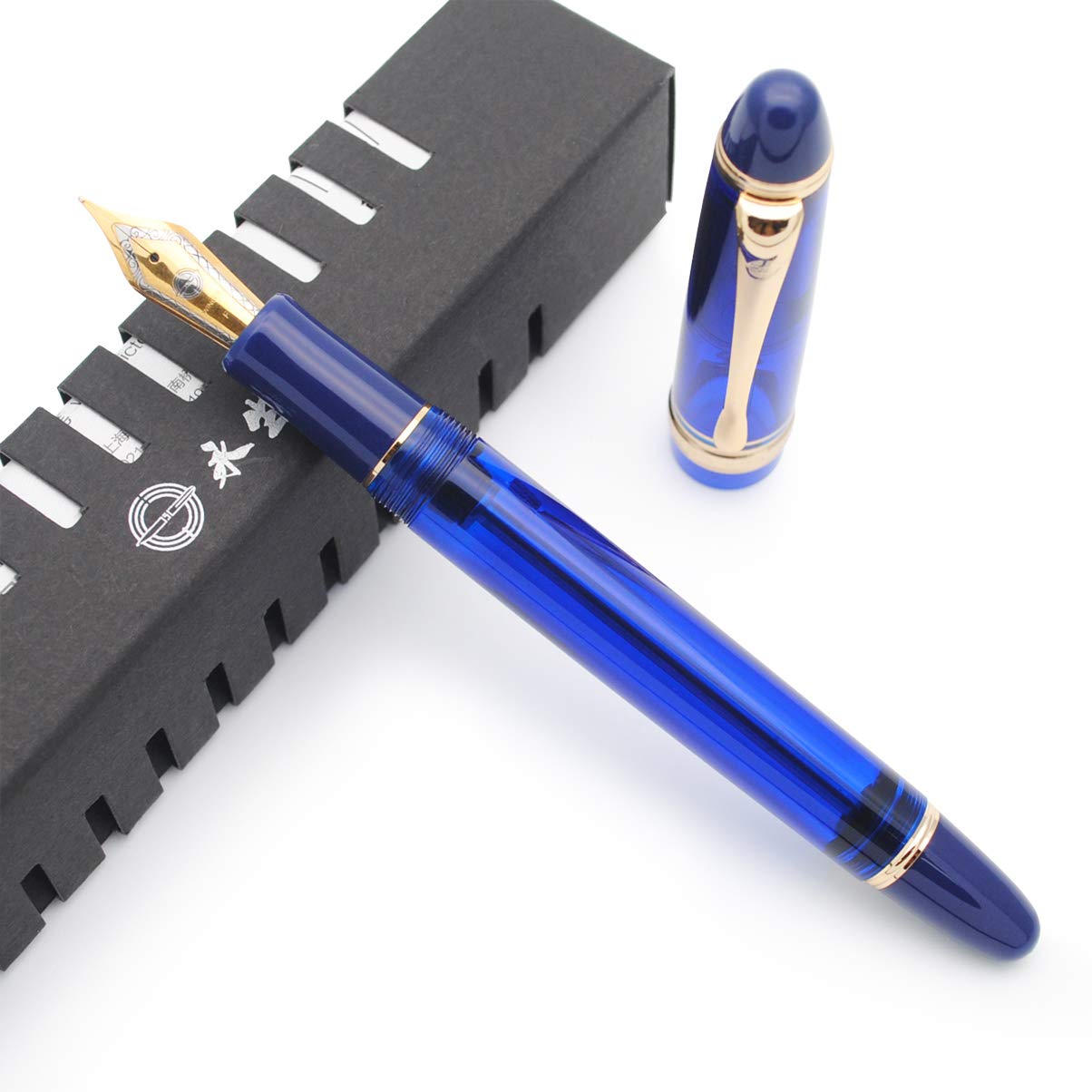 Original Vacuum Filling Fountain Pen - Royal Blue 0.5mm Fine Nib for Office & Calligraphy