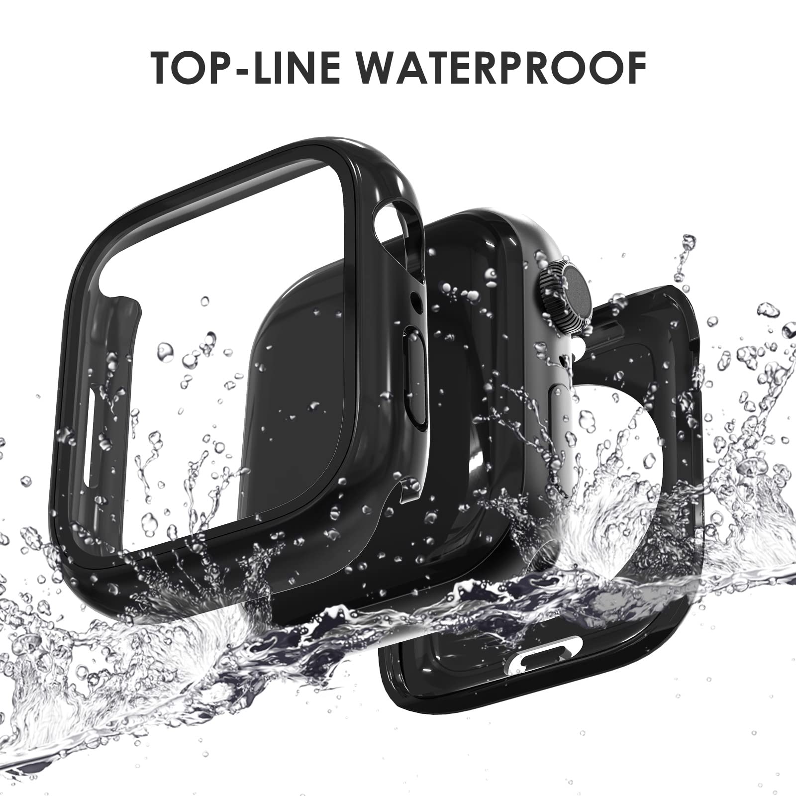 FULLIFE 6-Pack Waterproof Protective Case for Apple Watch Series 6/5/4/SE (40mm) - Includes Tempered Glass Screen Protector & Hard PC Bumper Cover (2-in-1 Design) - Perfect for Swimming, Sports & Outdoor Activities - Unisex for Men & Women