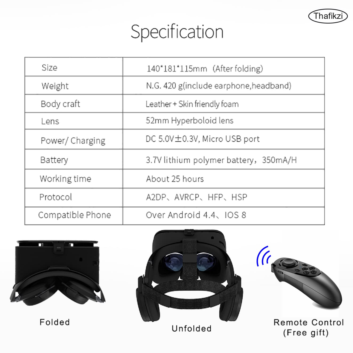 Best VR Headset for iPhone & Android - 3D Virtual Reality Glasses with Bluetooth Headset & Remote Controller | Immersive Gaming & Movie Experience (Black)