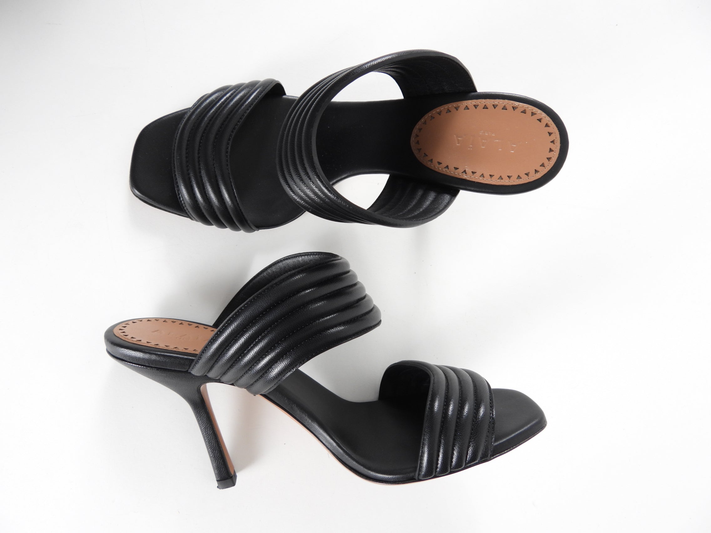 Alaia Black Padded Leather Stiletto Heel Mules - Women's Size 8 (US) | Comfortable Slip-On Dress Shoes for Parties, Weddings & Evening Events