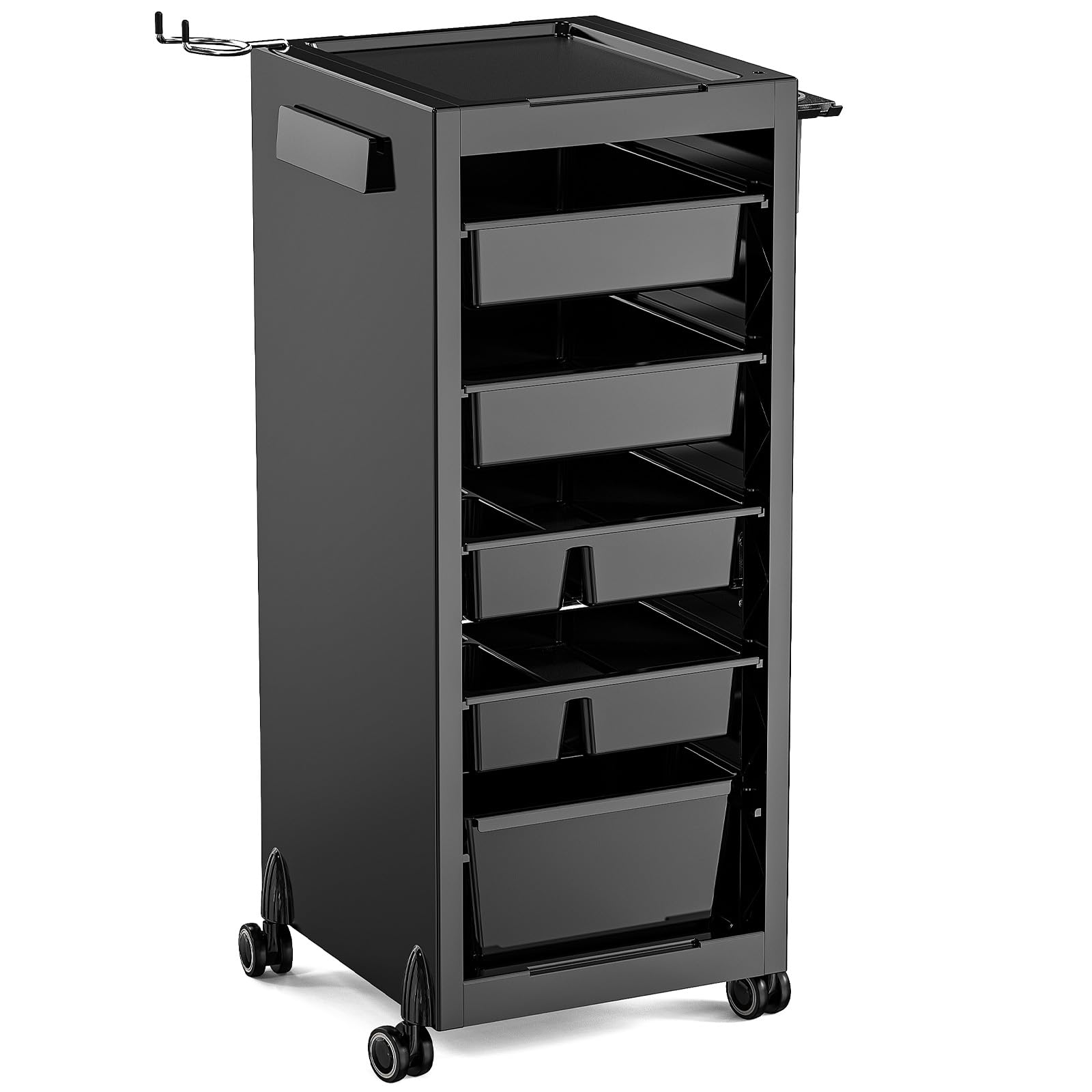 Professional Salon Trolley Cart with 4 Drawers & 2 Baskets - Rolling Hair Stylist Organizer, Mobile Beauty Storage Station with Wheels - Perfect for Salon, Tattoo Parlor, Home Hairdressing & Makeup Organization