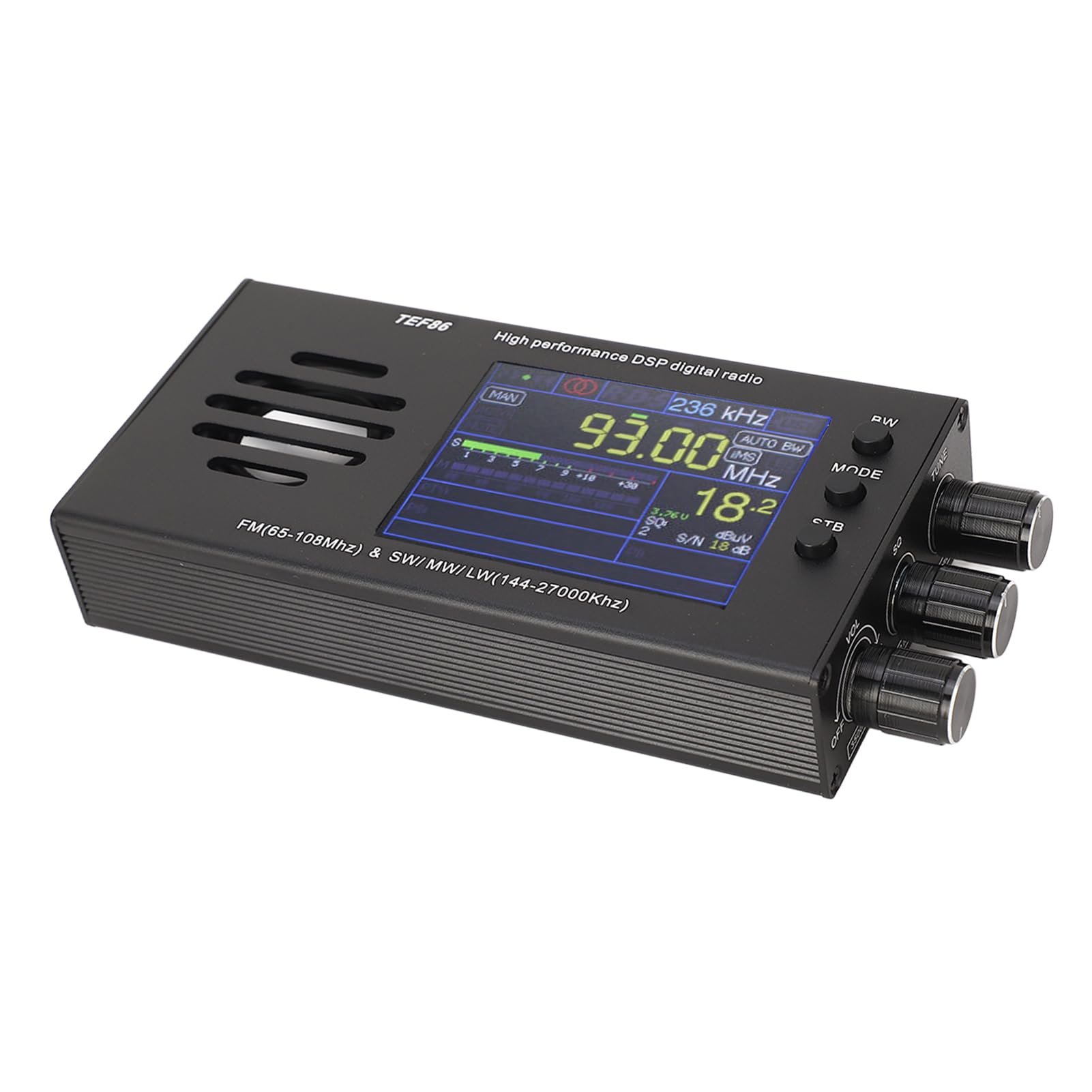 DSP Digital Radio Receiver with TEF6686 Chip - FM 65MHz-108MHz, SW, MW, LW Bands - 3.2 Inch LCD Display & Built-in Speaker - Portable AM/FM Radio for Camping, Hiking, Emergency Preparedness & Outdoor Adventures