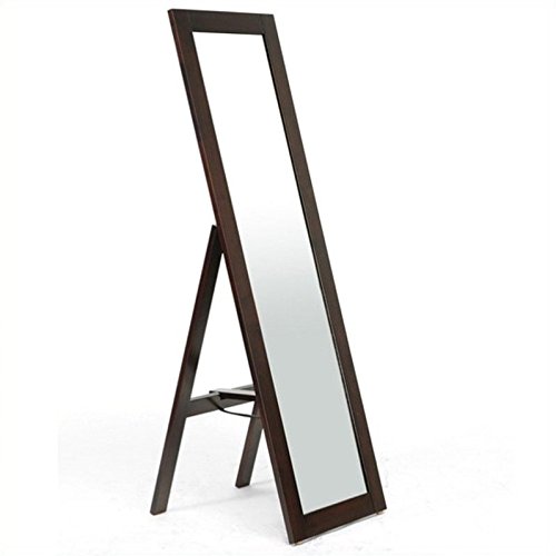 BOWERY HILL Modern Freestanding Full-Length Mirror - Dark Brown Wood Frame for Bedroom, Living Room & Entryway Decor