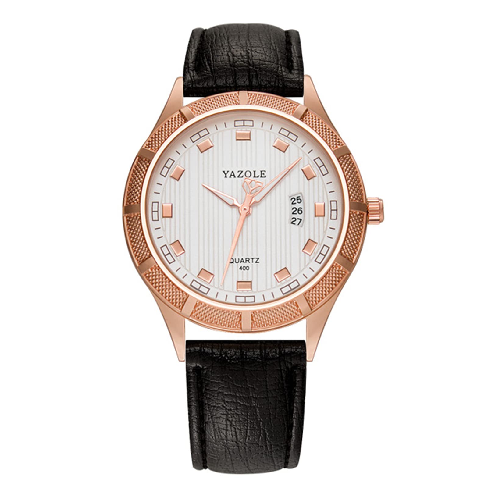 LTJXL Genuine Leather Men's Quartz Watch - Analog Date Display, 30M Waterproof & Scratch Resistant - Stylish Elegant Dress Watch for Business, Casual & Formal Occasions - Perfect Gift for Men (Black)