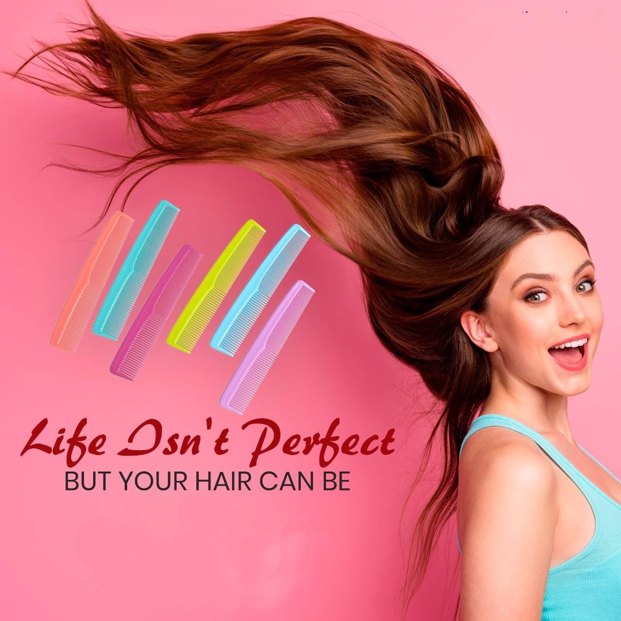Zodiac 6-Piece Colorful Hair Combs Set for Women & Men - Coarse & Fine Dressing Combs in Multicolor - Perfect for Styling, Detangling & Salon Use