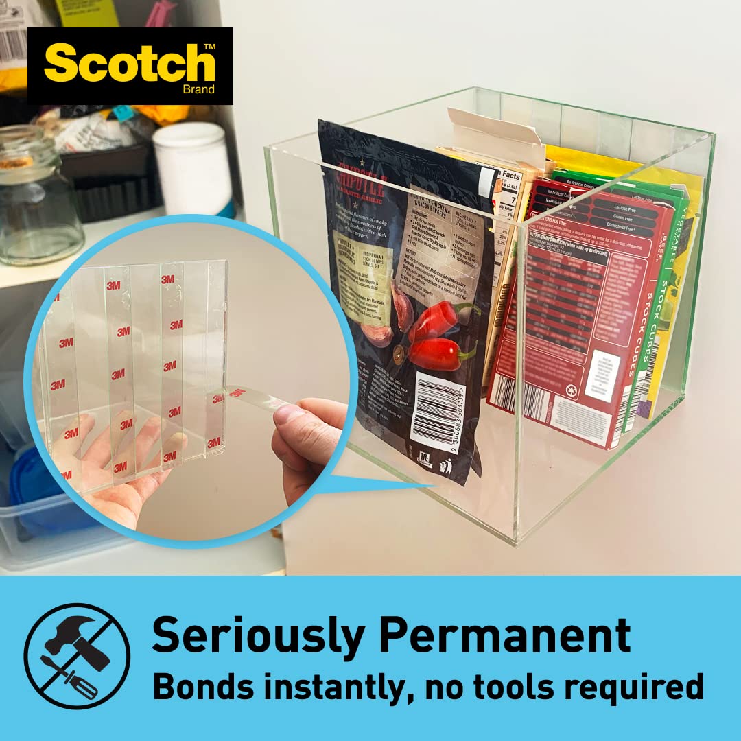 Scotch Clear Double-Sided Heavy Duty Tape - 3.3kg/Meter Strong Adhesive for Walls, Wood & Uneven Surfaces | Invisible Mounting Solution for Home Decor, Picture Hanging & DIY Projects