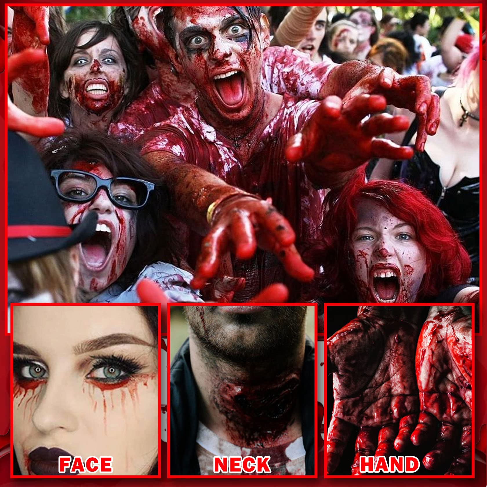 Halloween Fake Blood Makeup Spray - 2.1Oz (60ml) SFX Special Effects for Zombie, Vampire & Clown Costumes | Blood Splatter for Clothes & Cosplay | Perfect for Halloween Parties, Horror Events & Theatrical Performances