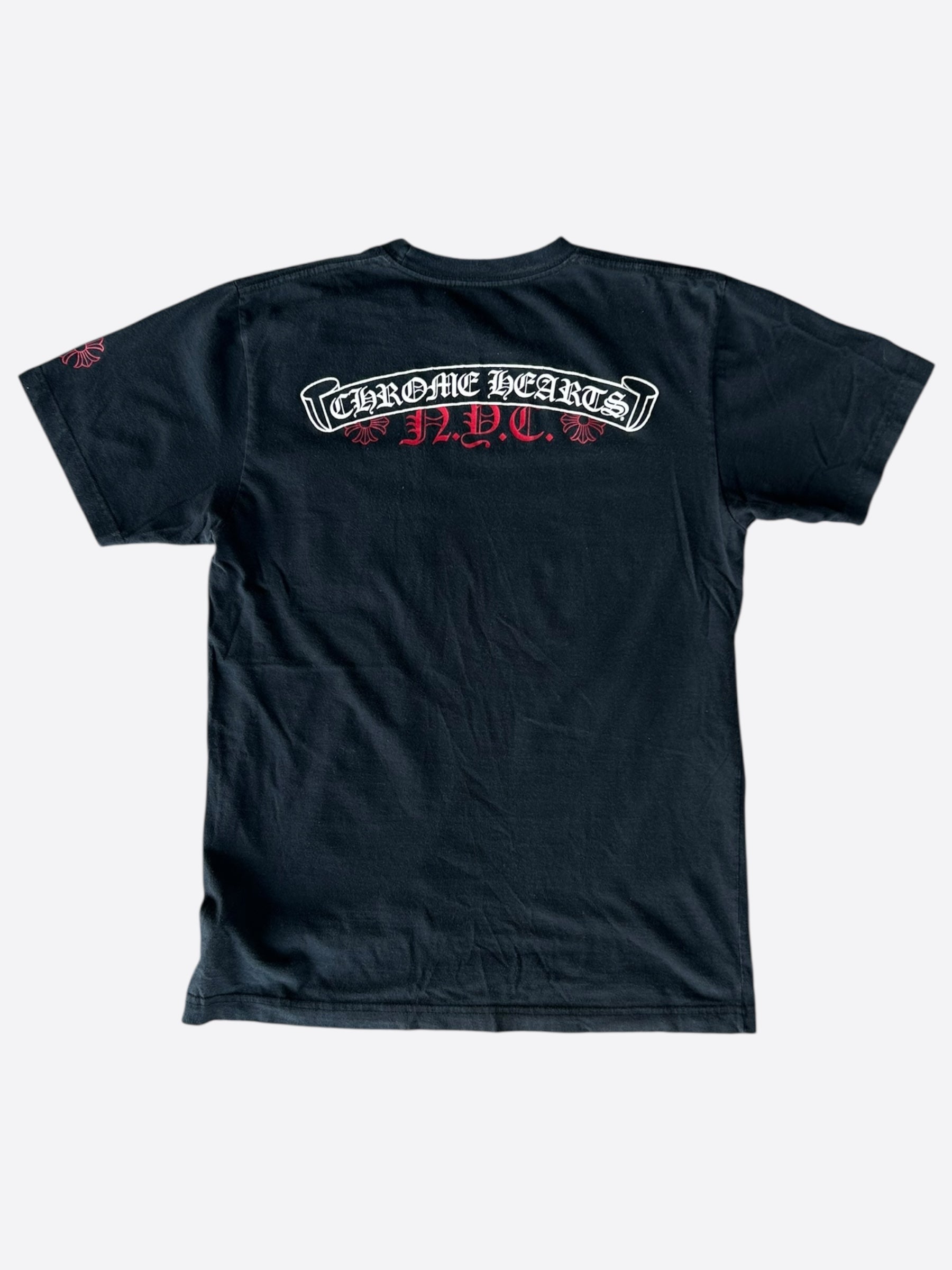 Chrome Hearts Black & White NYC Scroll Logo Graphic T-Shirt for Men - Stylish Streetwear & Casual Outfit Essential