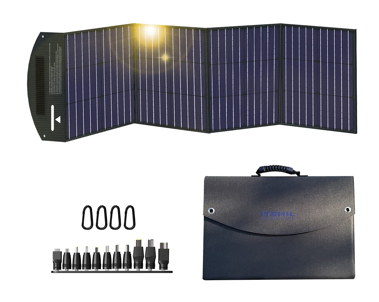 100W 18V Monocrystalline Solar Panel Kit - Portable High Efficiency Solar Charger with USB 3.0/USB 2.0/DC Output | Foldable Solar Power Backup for Home, Camping, RV, Boating & Emergency Power Supply