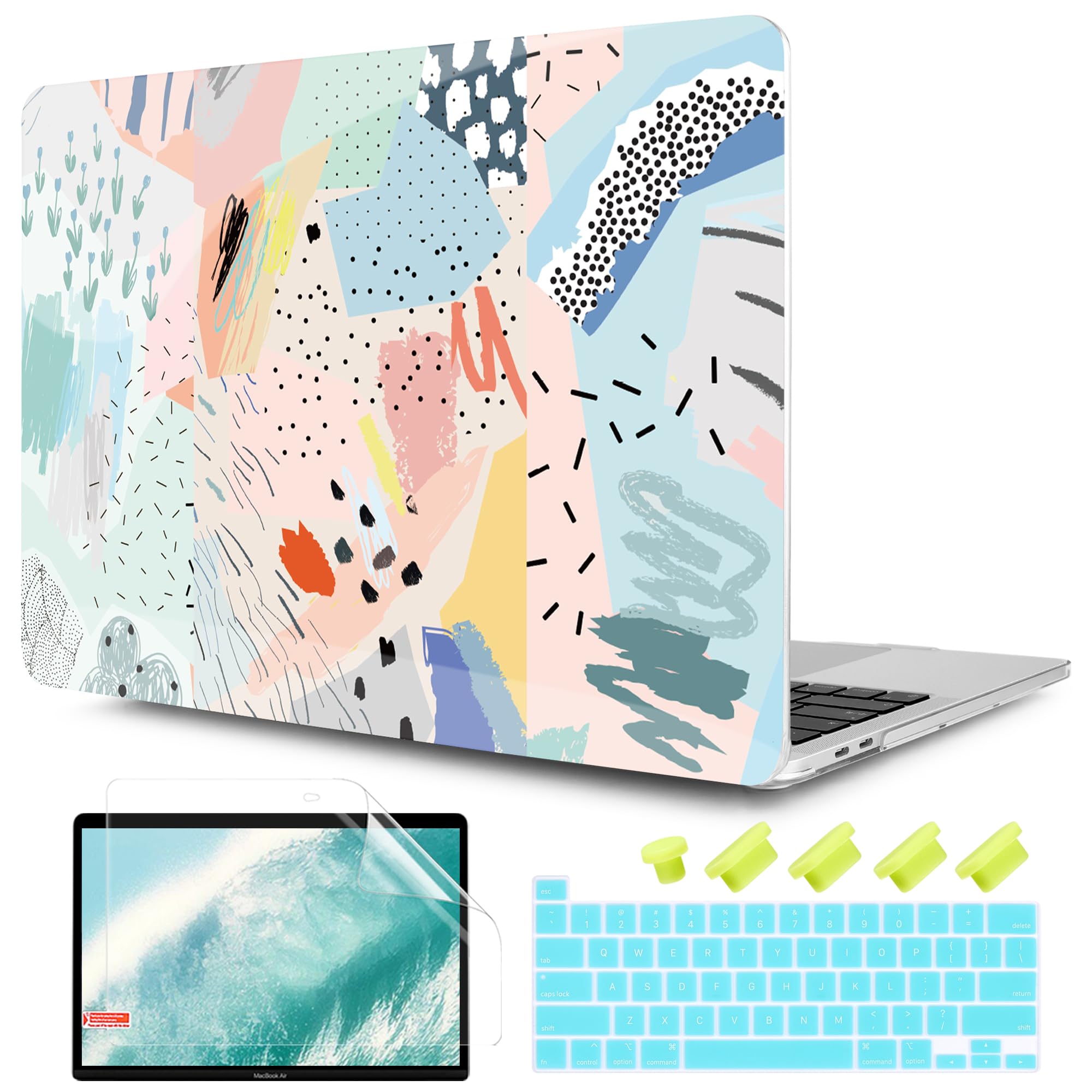 TwoL Hard Plastic Protective Case Cover for MacBook Pro 13 inch (2020-2022 Models A2338 M2/M1 A2289 A2251) with Keyboard Skin & Screen Protector - Floral Design | Perfect for Work, Travel & School Use