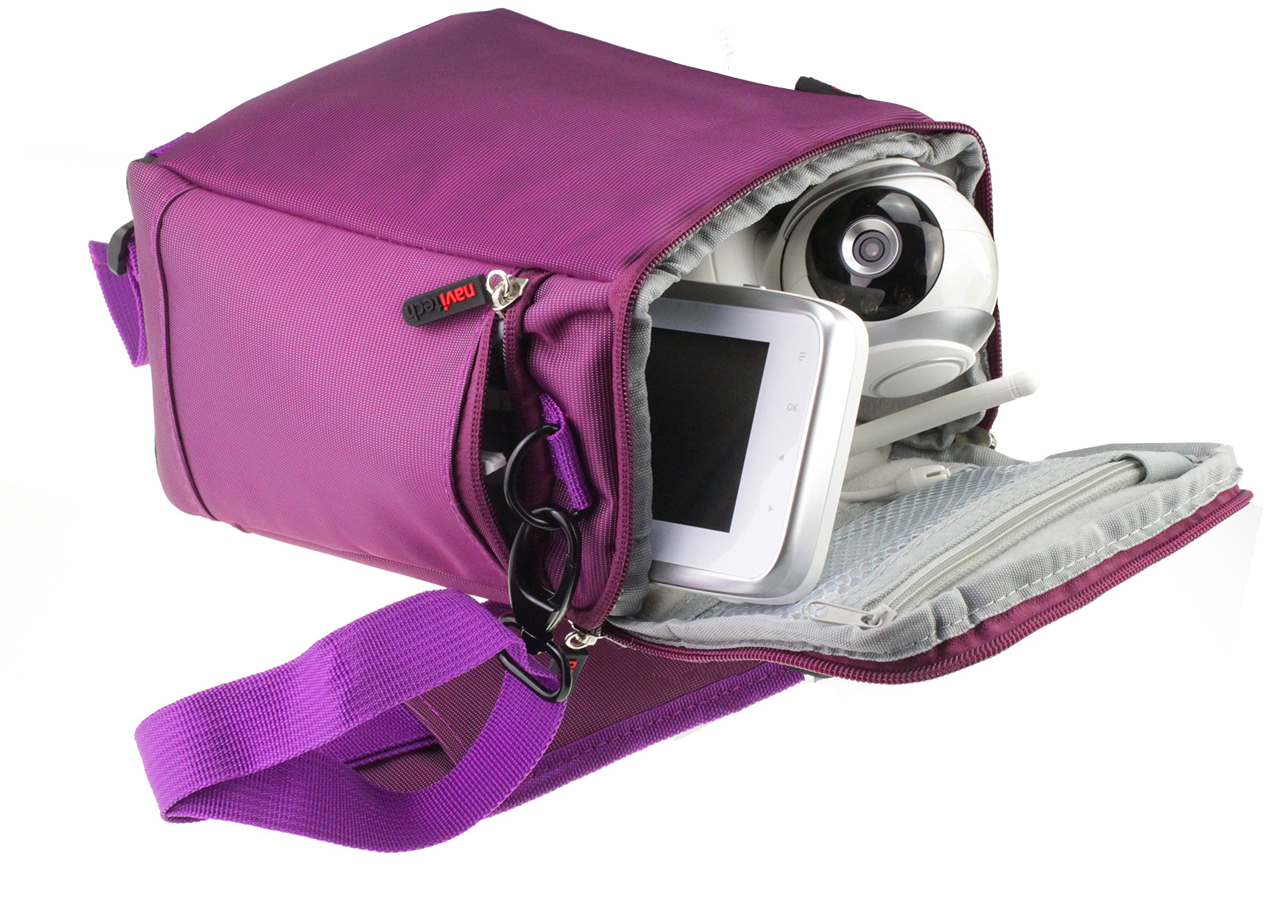 Navitech Purple Baby Monitor and Camera Carry Case Bag - Compatible with BT Video Baby Monitor 5000 | Protective Storage for Travel, Home & Nursery Organization