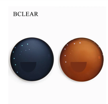 BCLEAR 1.56 Index Photochromic Flat Top Bifocal Lenses - Light Adjusting Brown Prescription Glasses for Reading & Outdoor Activities