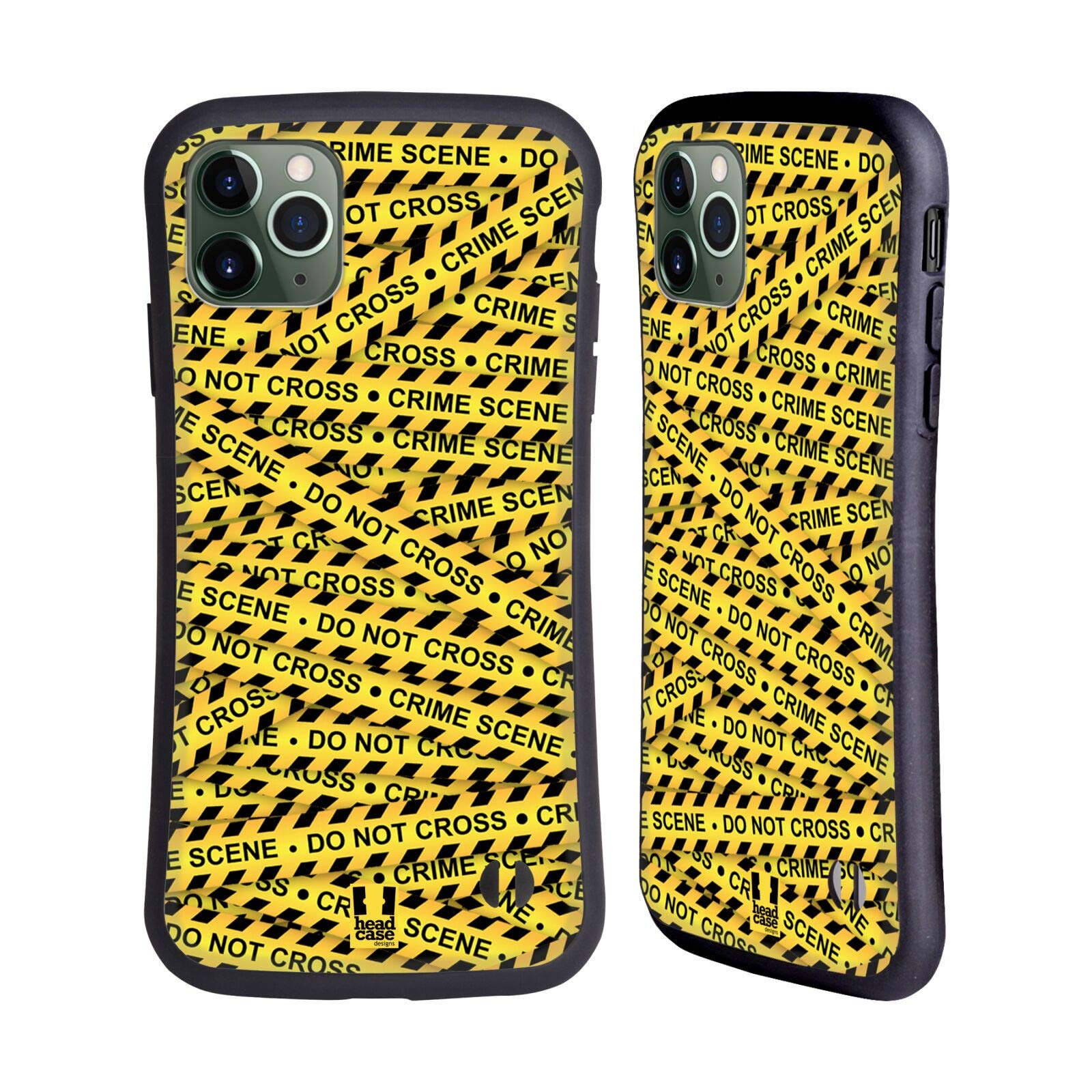 Yellow Crime Scene Warning Tape Hybrid Case for Apple iPhone 11 Pro Max - Durable Protective Cover for Work, Outdoor & Halloween Costume Accessories