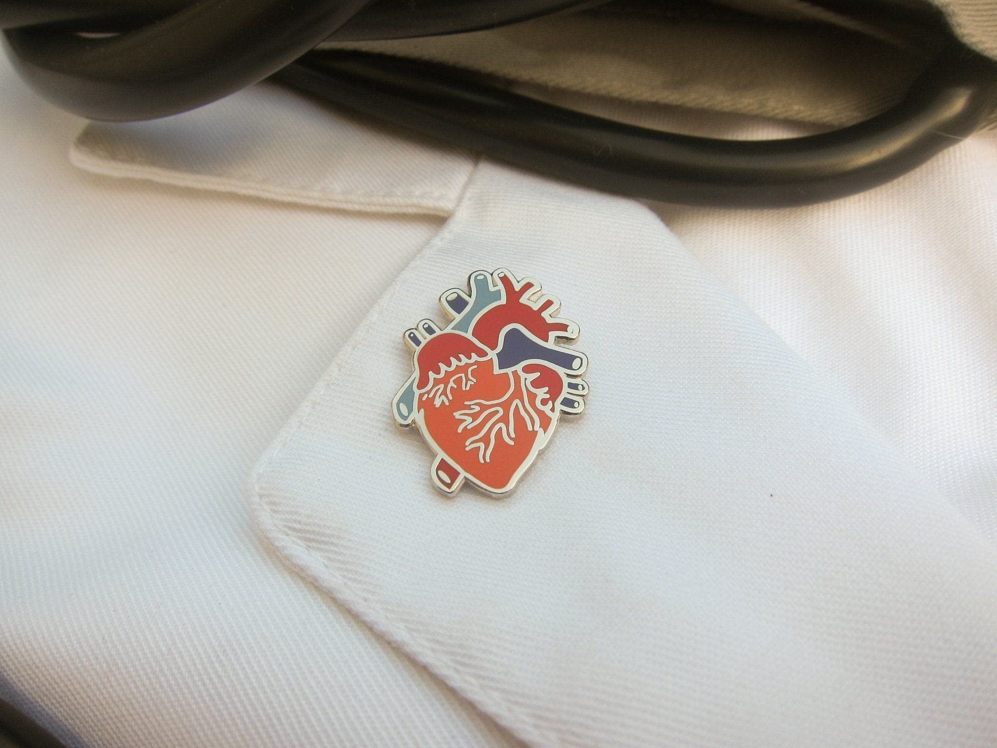 Jim Clift Design Human Heart Enamel Lapel Pin - Unique Gift for Doctors, Nurses & Medical Students - Perfect for White Coats, Scrubs & Jackets