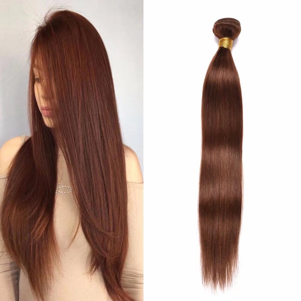 FEEL ME 100% Virgin Brazilian Human Hair Extensions - 3 Bundles Straight Weave (Color 4 Light Brown) 300g (10 12 14 Inch) | Unprocessed 8A Mink Quality | Perfect for Daily Styling, Special Occasions & Salon Use
