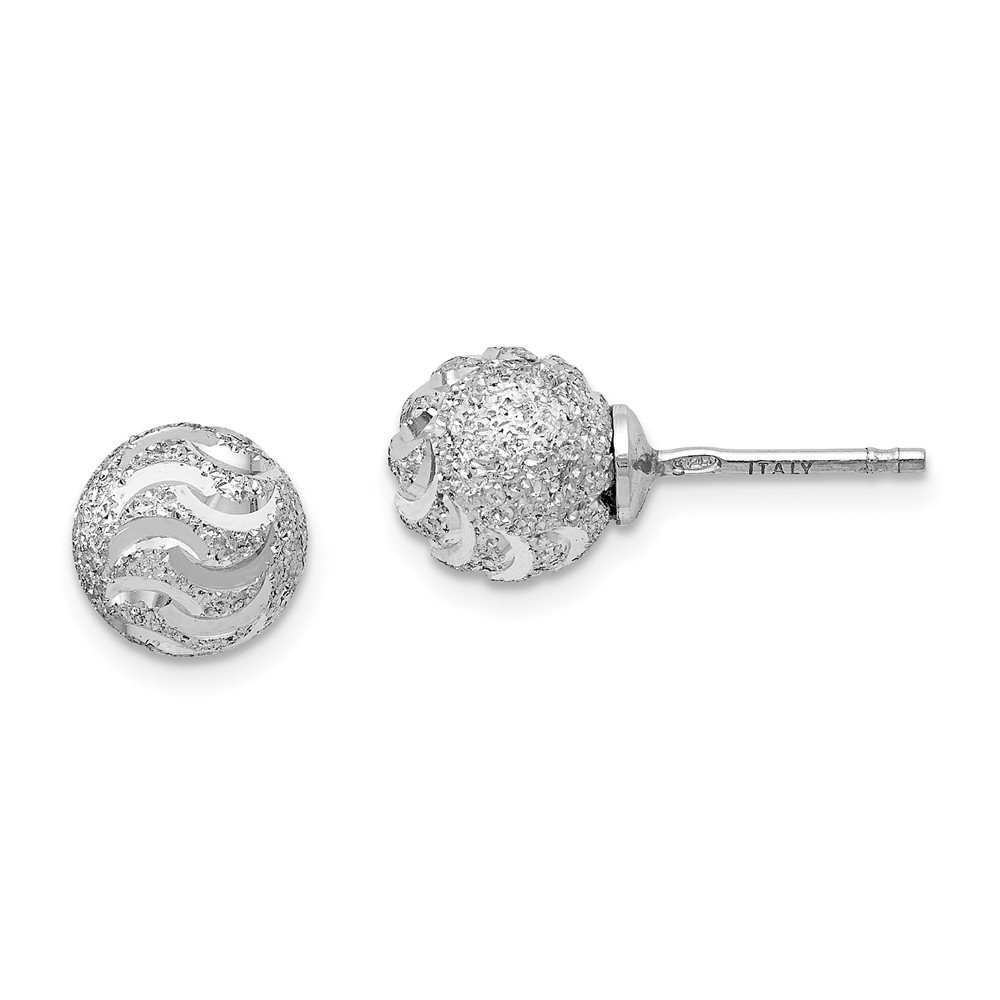 925 Sterling Silver Laser-Cut Ball Post Stud Earrings 8mm - Hypoallergenic Minimalist Jewelry for Women, Perfect for Everyday Wear & Special Occasions