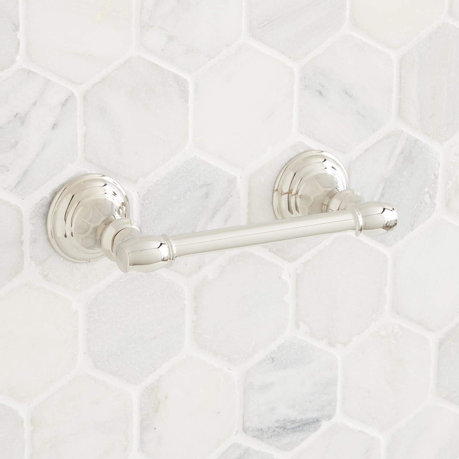 Signature Hardware 446910 Beasley Double Post Toilet Paper Holder - Chrome Finish - Bathroom Tissue Roll Stand for Modern & Traditional Bathrooms