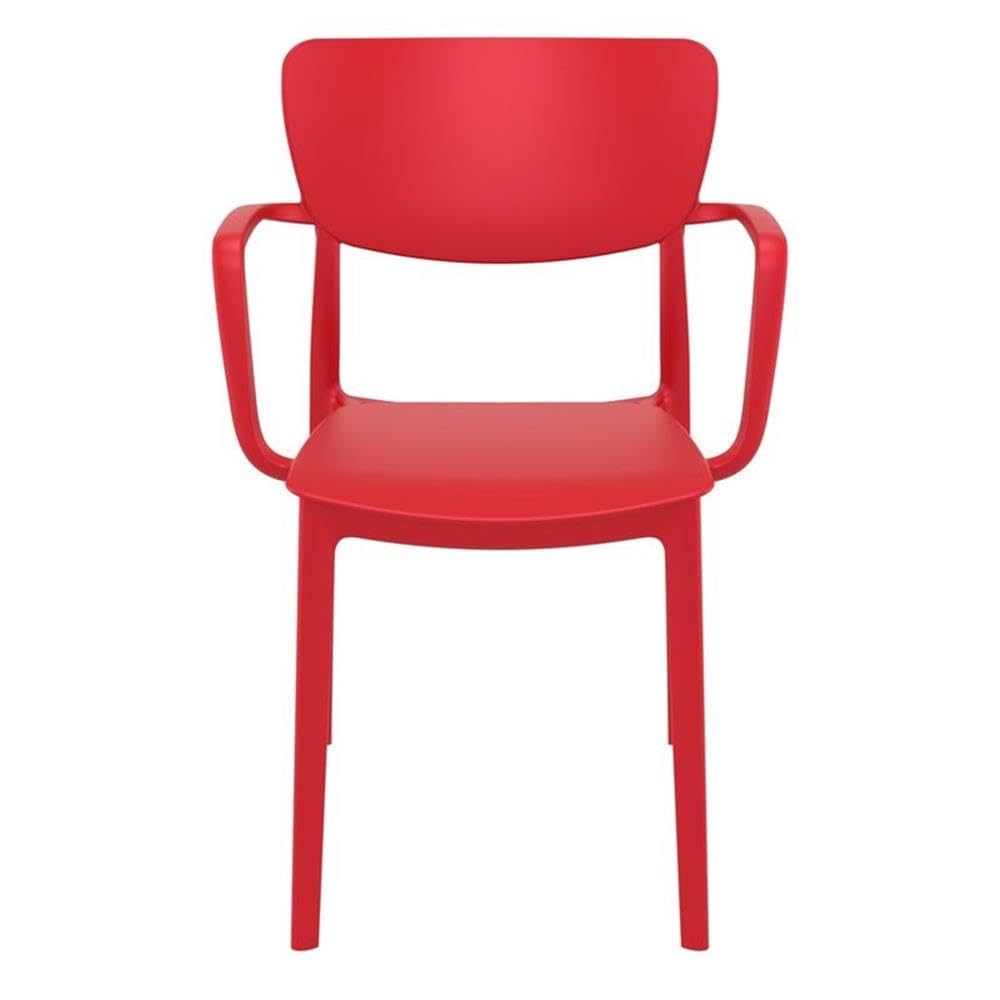 Premium Lisa Outdoor Dining Arm Chairs (Set of 2) - Weather-Resistant Red Patio Furniture for Garden, Poolside & Backyard Dining