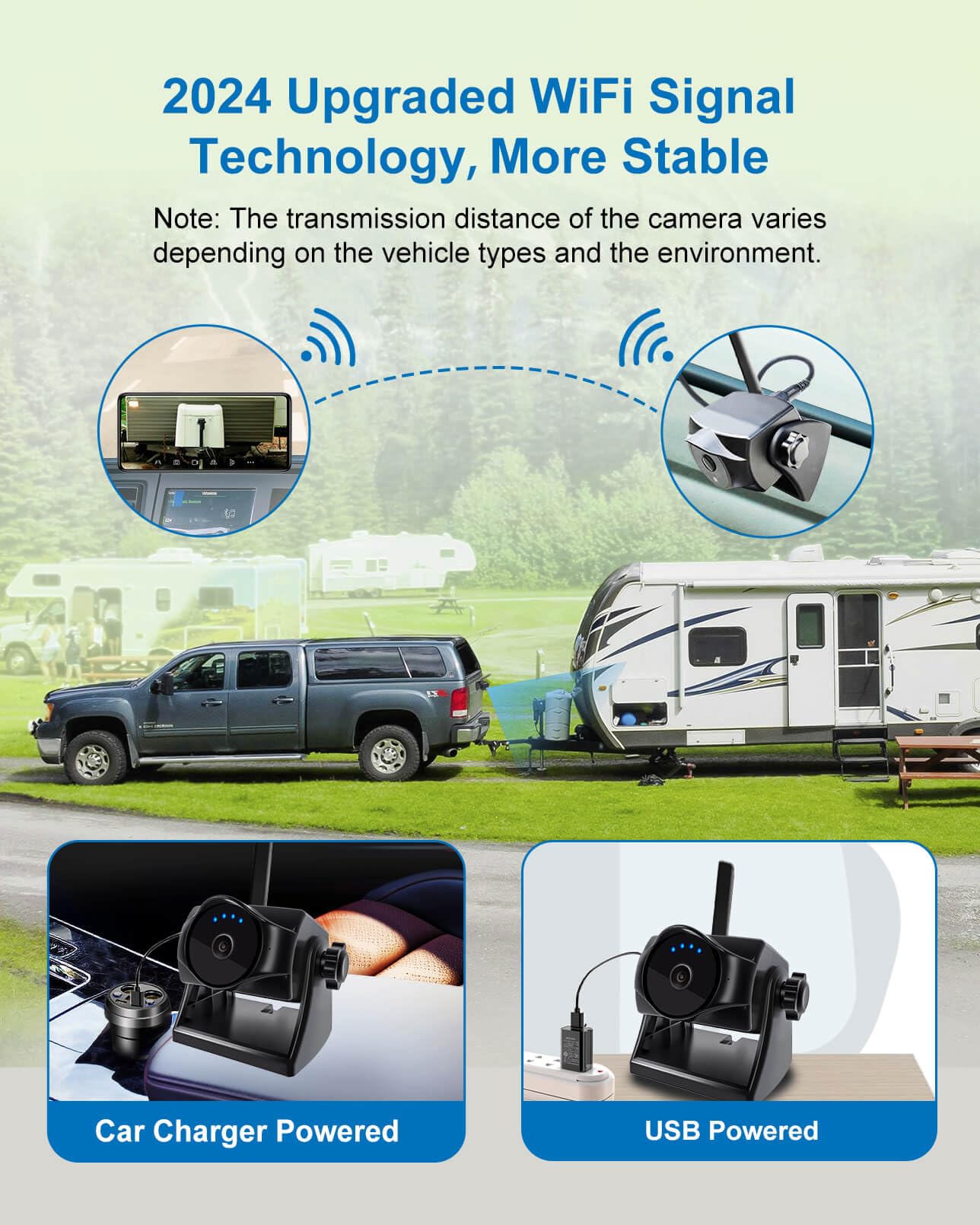 1080P Magnetic Wireless Backup Camera for RVs, Trucks & Trailers - WiFi Hitch Camera with Night Vision, IP69K Waterproof, Long-Lasting Battery, Easy Installation, Compatible with iPhone, iPad & Android | Perfect for Parking, Towing & Reversing Safety