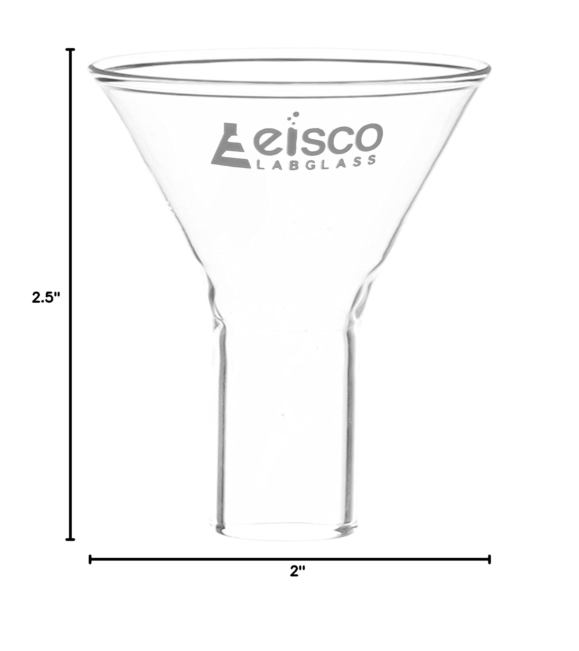 EISCO 45mm Borosilicate Glass Powder Funnel with 60º Angle & 20mm Plain Stem - Lab, Chemistry & DIY Science Experiments - Perfect for Precise Powder Transfer & Measuring