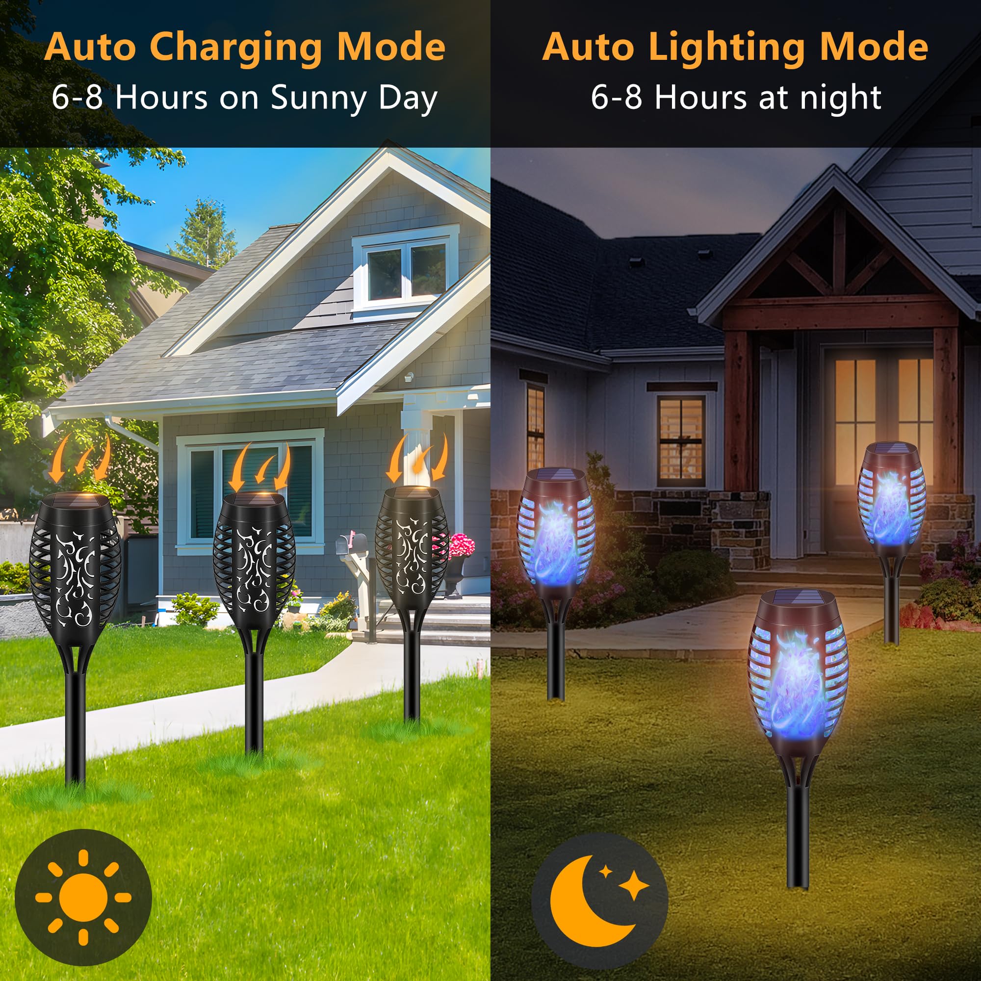12 Pack Solar Torch Lights for Outdoor Garden Decor - 20.5