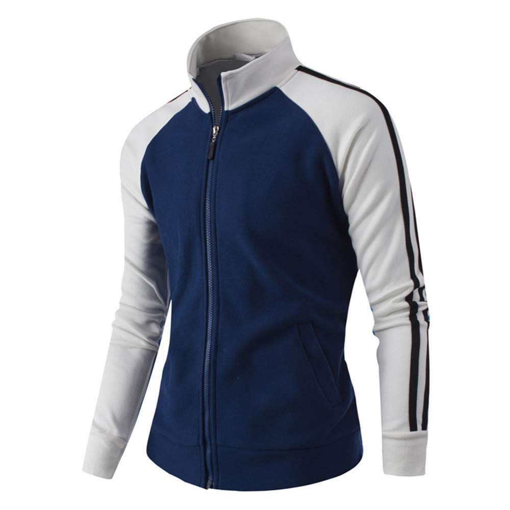Realdo Men's Baseball Jacket - Casual Sport Zipper Jacket with Color Block Design, Warm Coat for Outdoor Activities, Tracksuit Top for Baseball, Running & Streetwear Fashion