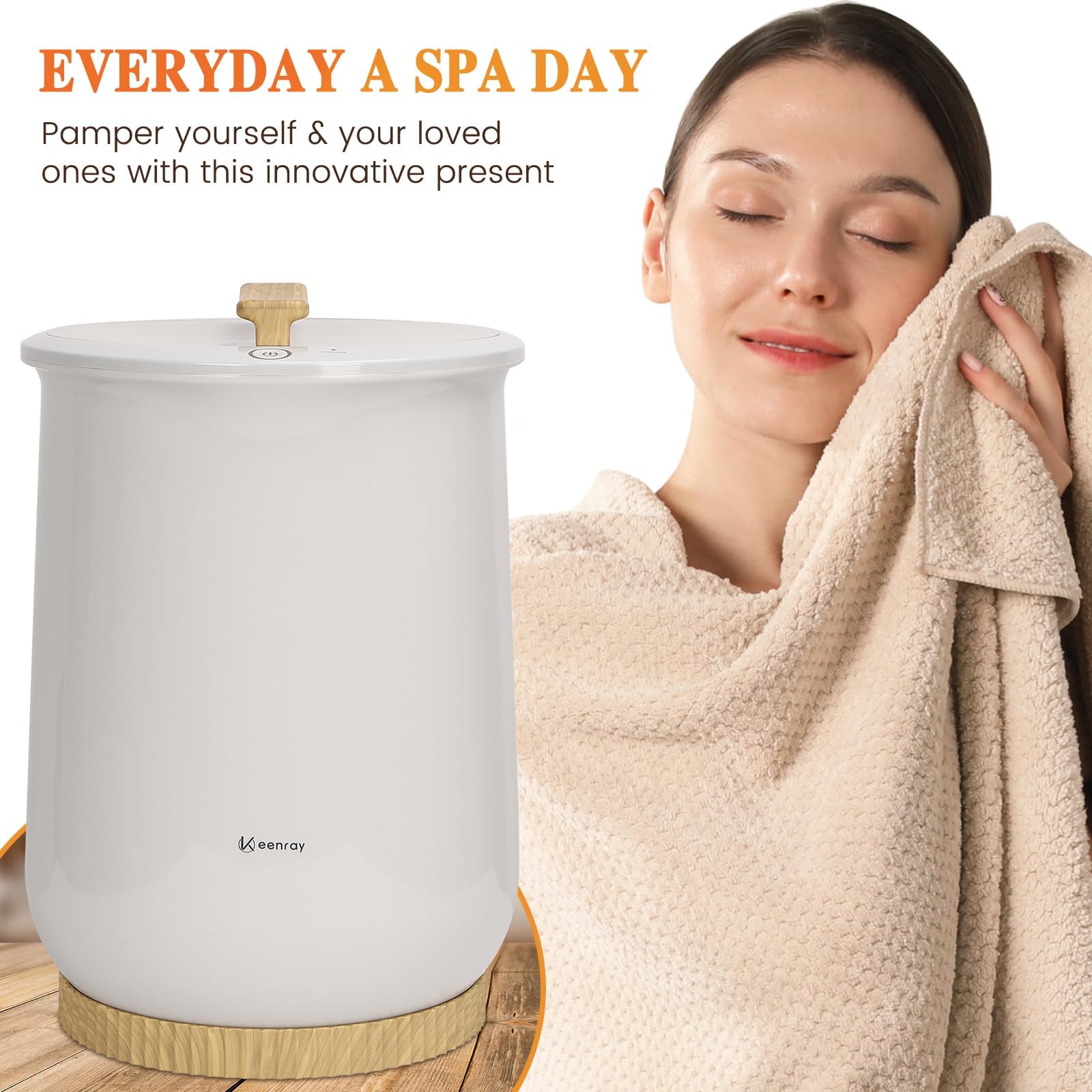 Premium Keenray Towel Warmer Bucket - Large Luxury Bathroom Towel Heater with Auto Shut Off | Fits 2 Oversized 40