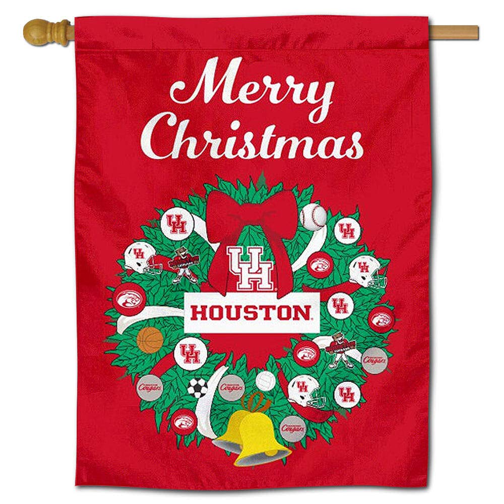 Houston Cougars Happy Holidays Christmas Banner Flag - Perfect for Home Decor, Game Day, and Festive Celebrations