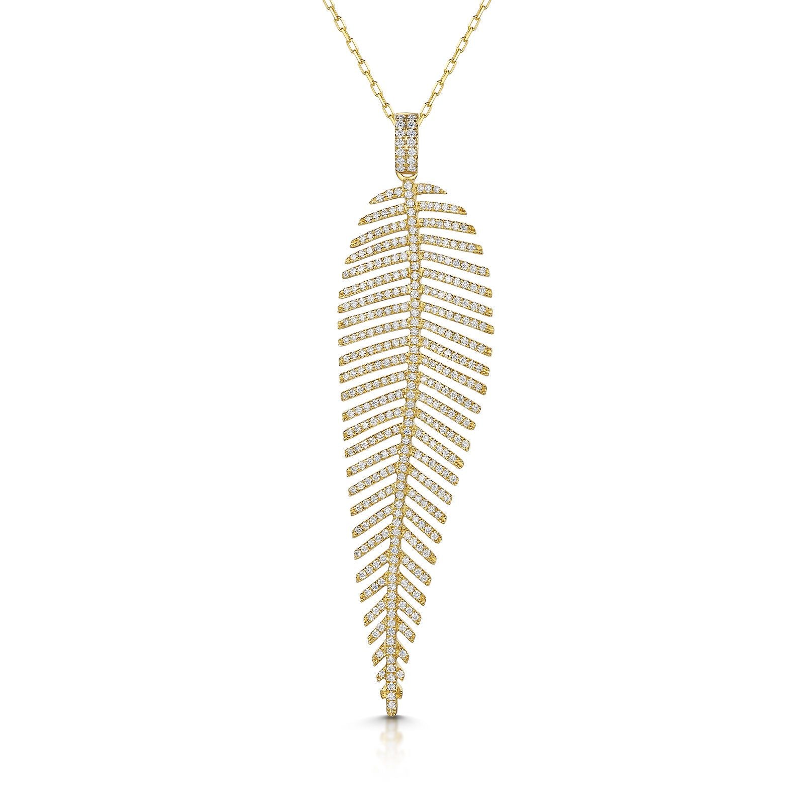 18ct Yellow Gold Brilliant Cut Diamond Leaf Necklace 1.56ct - Elegant Jewelry Gift for Women, Perfect for Weddings, Anniversaries & Special Occasions