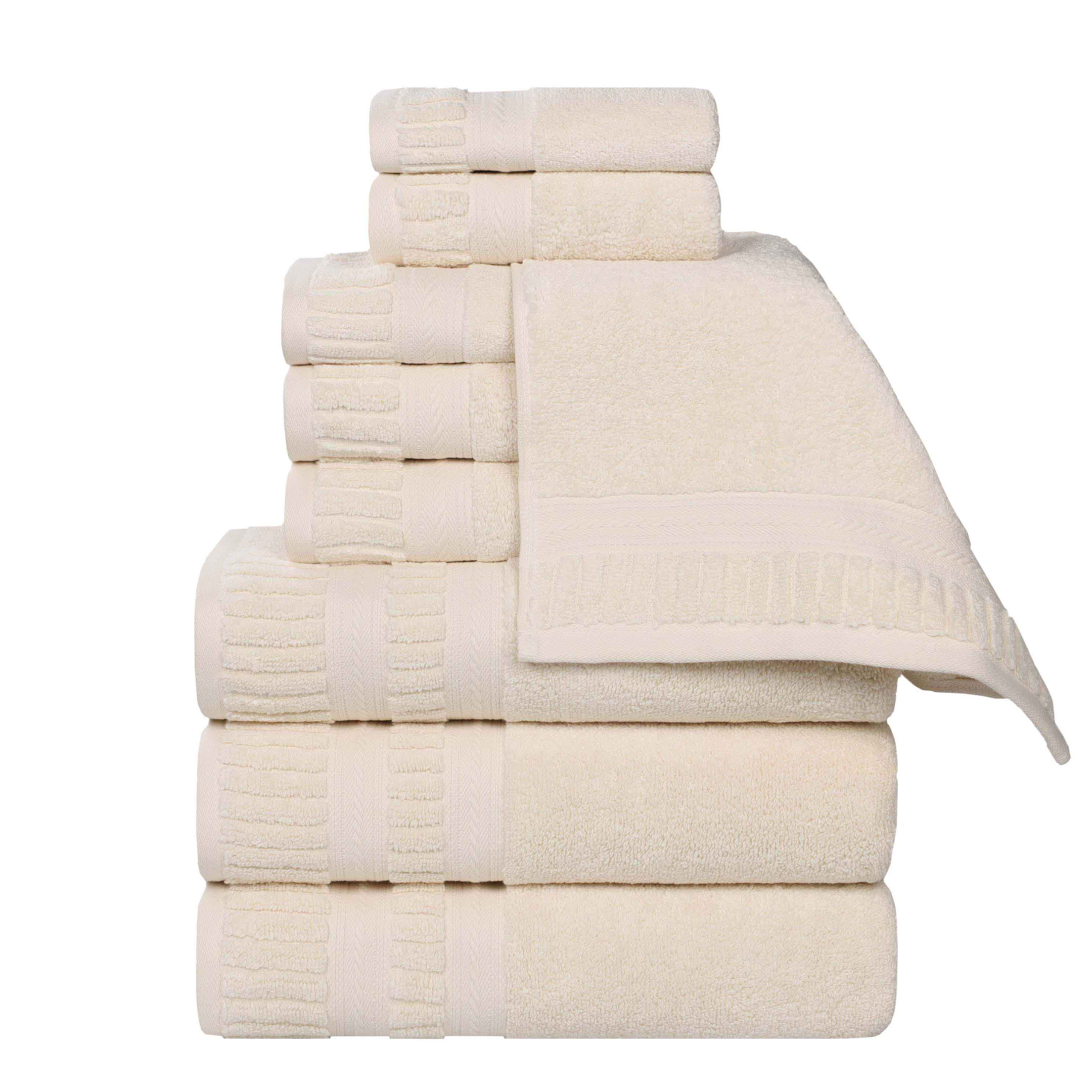 Premium Venice Zero Twist Cotton Towel Set - 9 Piece Bath Towels, Soft & Absorbent Medium Weight for Spa, Hotel & Home Use