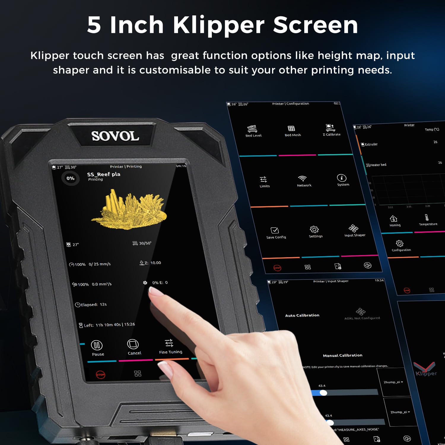 Sovol SV07 High-Speed 3D Printer with Klipper Firmware - 5 Inch Touch Screen, 500mm/s Max Print Speed, 300℃ All Metal Hotend, Direct Drive, Auto Leveling, Meanwell Power Supply - Perfect for Home DIY, Prototyping & Hobbyist Projects (Print Size 8.66x8.66x9.84in)