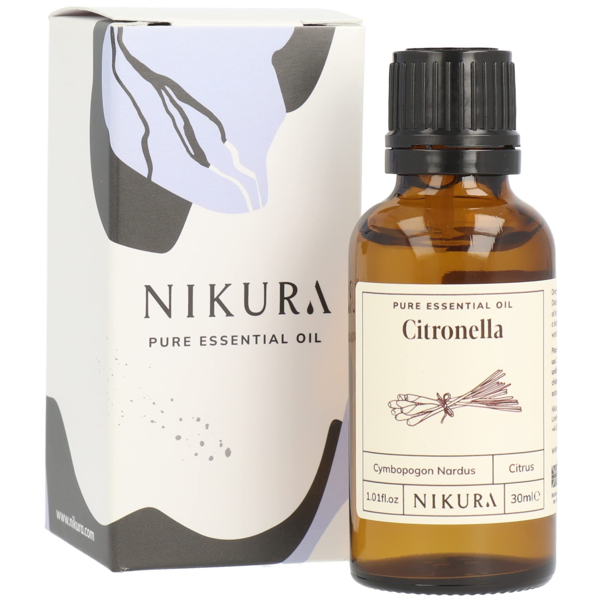 Nikura Citronella Essential Oil - 30ml | 100% Pure Natural Oil for Candle Making, Wax Melts, Aromatherapy & Soap Making | Vegan, Chemical-Free | Perfect for Outdoor Use, Mosquito Repellent & Home Fragrance