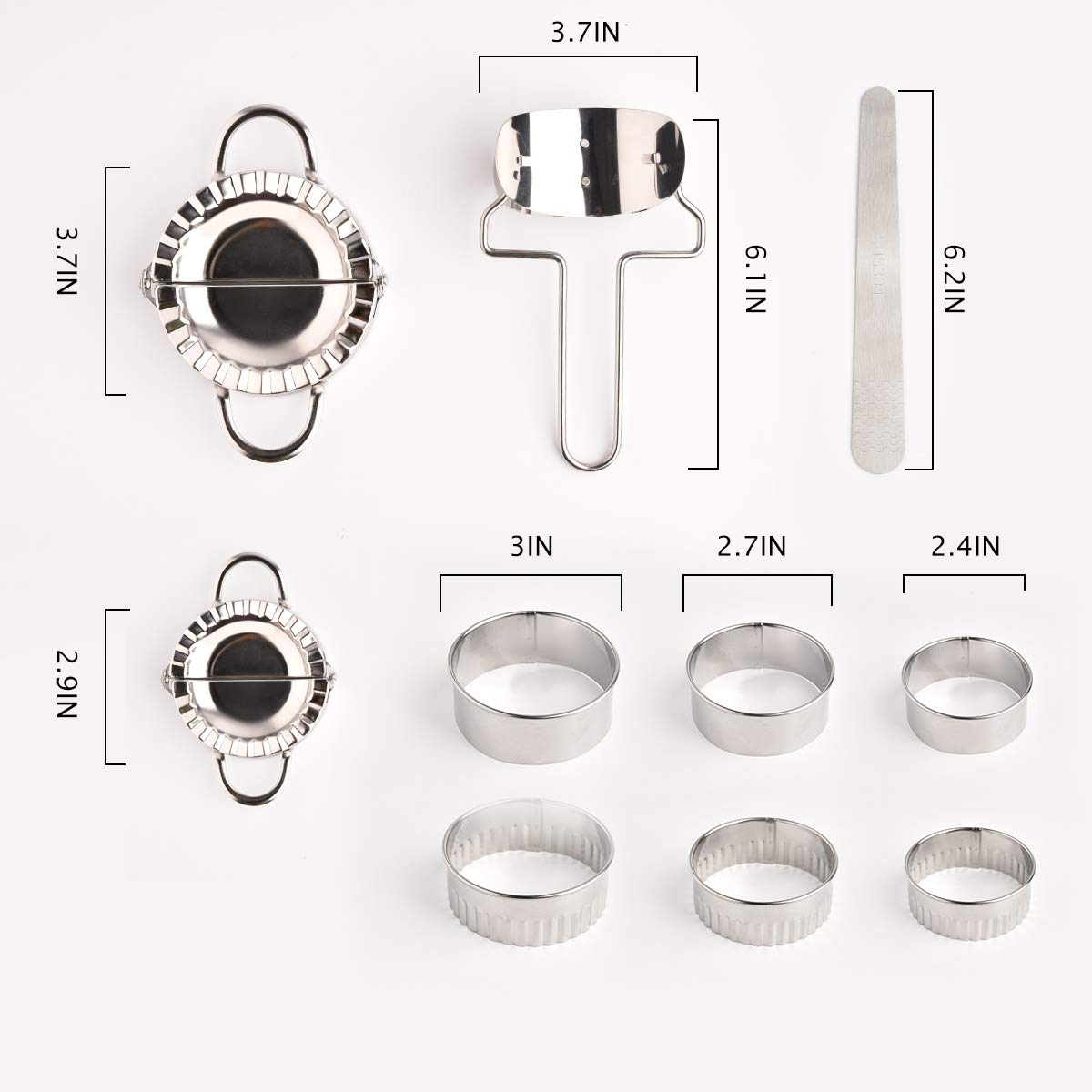 AGOOBO 11-Piece Dumpling Maker Kit - Stainless Steel Dumpling Press Mold, Dough Roller, Filling Spoon - Perfect for Homemade Chinese Dumplings, Pies, Ravioli & Empanadas - Great for Family Cooking & Asian Cuisine Lovers