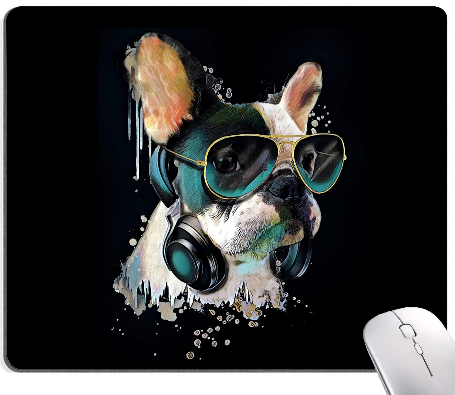 Colorful Stylish Bulldog Square Mouse Pad - Non-Slip Rubber Base, Waterproof Office Mouse Mat for Laptop & Computer - Perfect for Gaming, Work, and Home Office Use