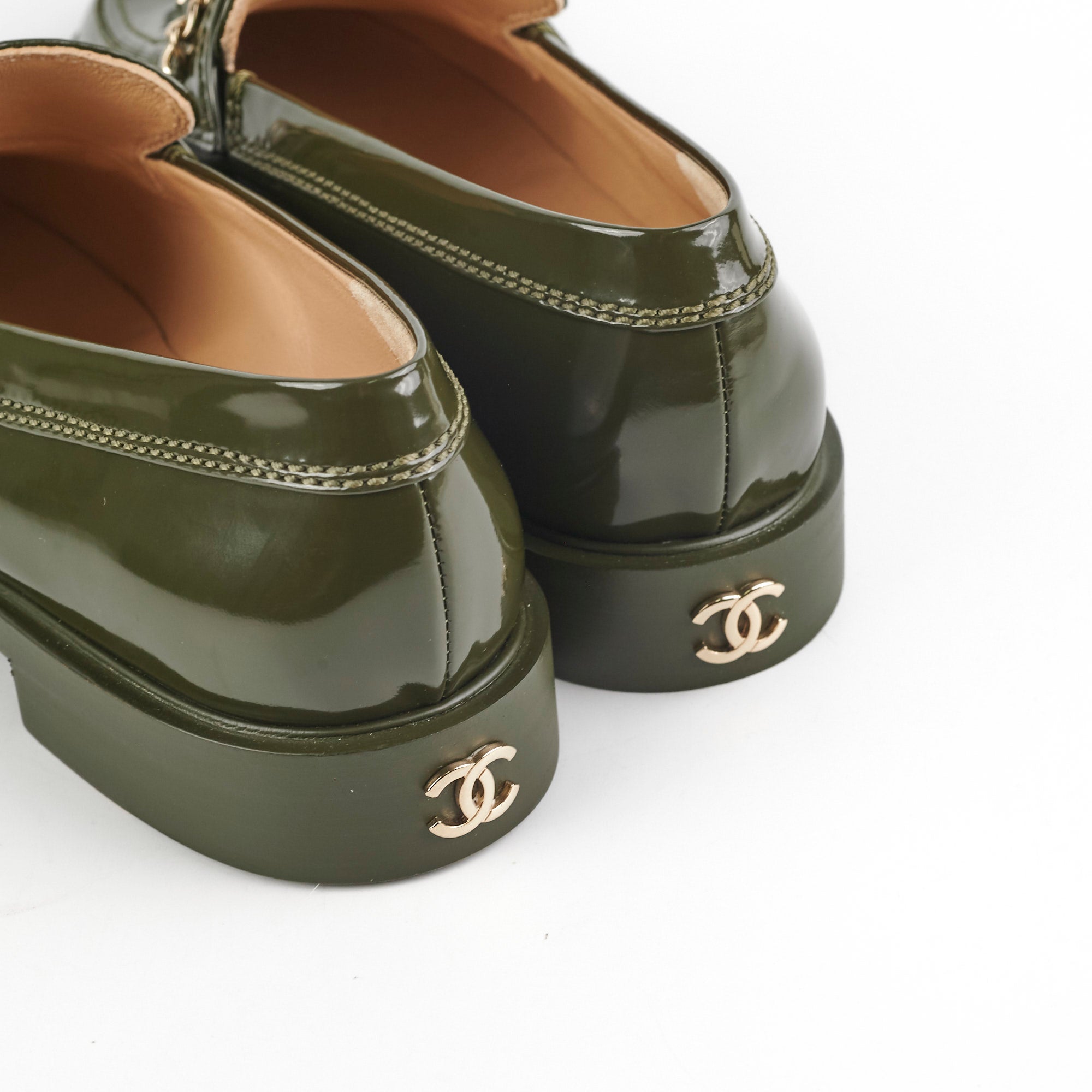 Chanel Green Patent Leather Loafers Women's Size 41 - Stylish & Comfortable for Work, Office & Casual Outfits