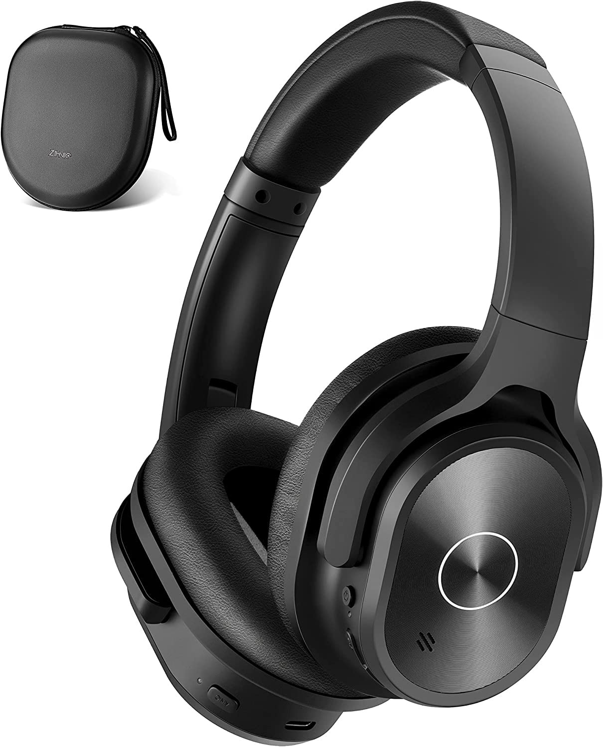 ZIHNIC Over-Ear Bluetooth Headphones with Active Noise Cancelling, 40H Playtime Wireless Headset, Hi-Fi Stereo Deep Bass - Perfect for Travel, Work & Gaming (Black)