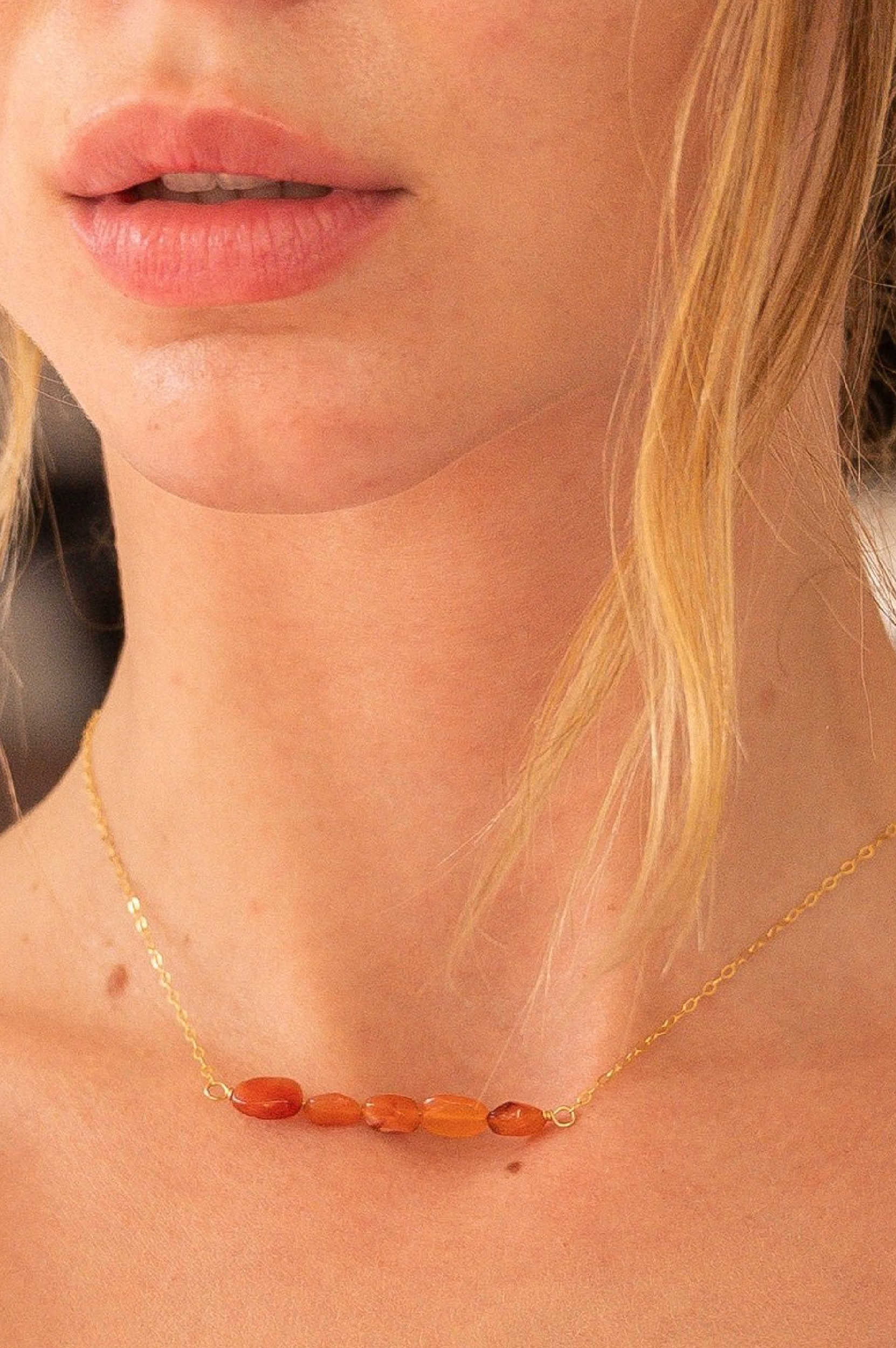 Carnelian Courage Gold Necklace for Women - Natural Stone Jewelry for Protection & Confidence - Perfect for Gifts, Meditation & Spiritual Healing