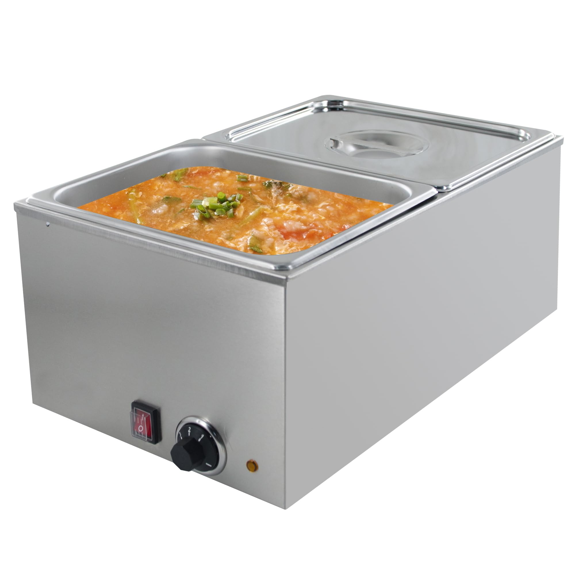 Commercial Food Warmer - 2-Pan Electric Steam Table with Temperature Control & Lids, 1200W Buffet Bain Marie for Restaurants, Catering & Events - Keeps Food & Sauces Hot (10.6 QT/Pan, 120V) - Perfect for Buffets, Banquets, and Food Service Stations