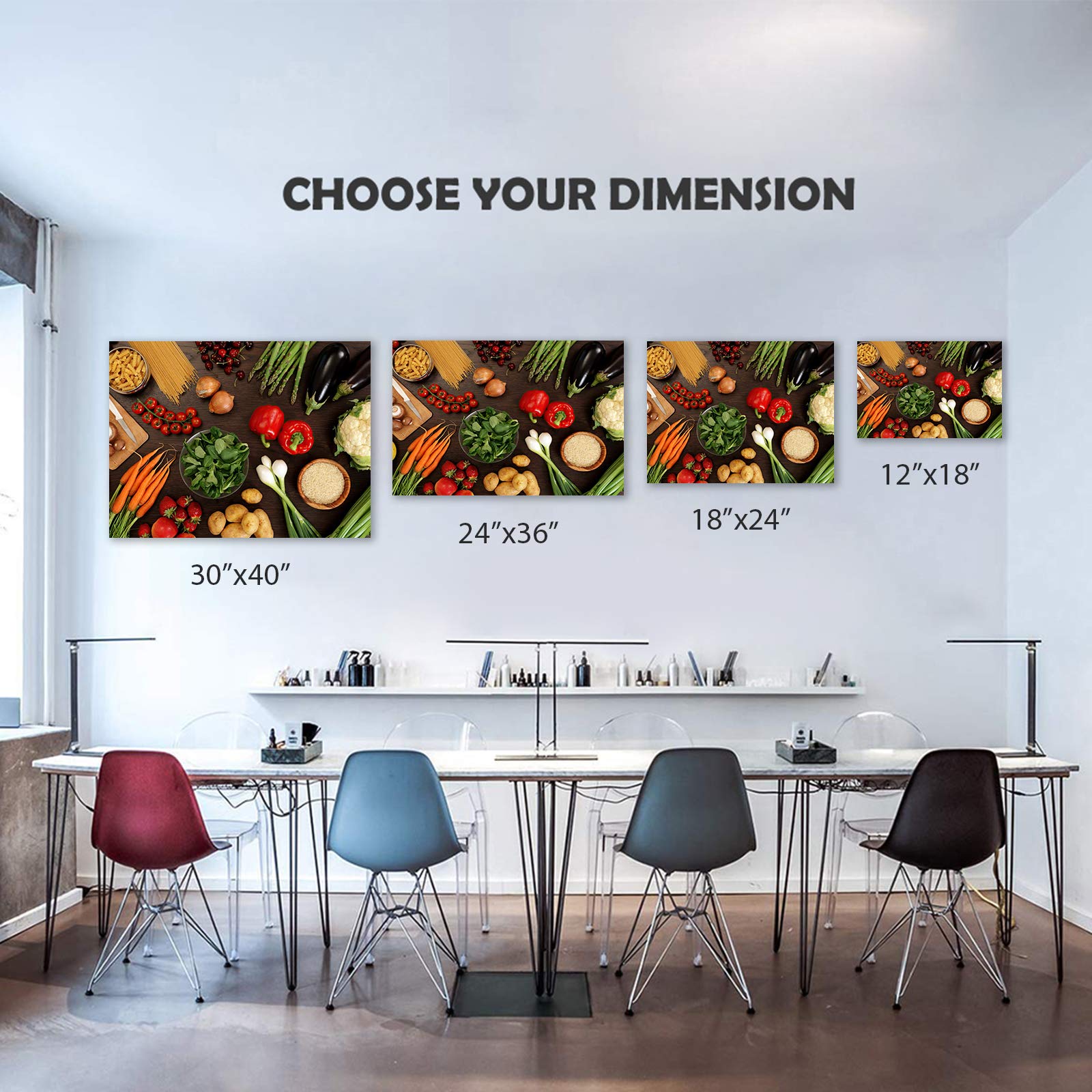 Vegetable Ingredients Canvas Wall Art - 12x18 Inch Framed Kitchen Decor, Ready to Hang Painting for Dining Room, Restaurant & Home Decoration | Perfect for Farmhouse Style Kitchens, Cafés and Culinary Themed Spaces