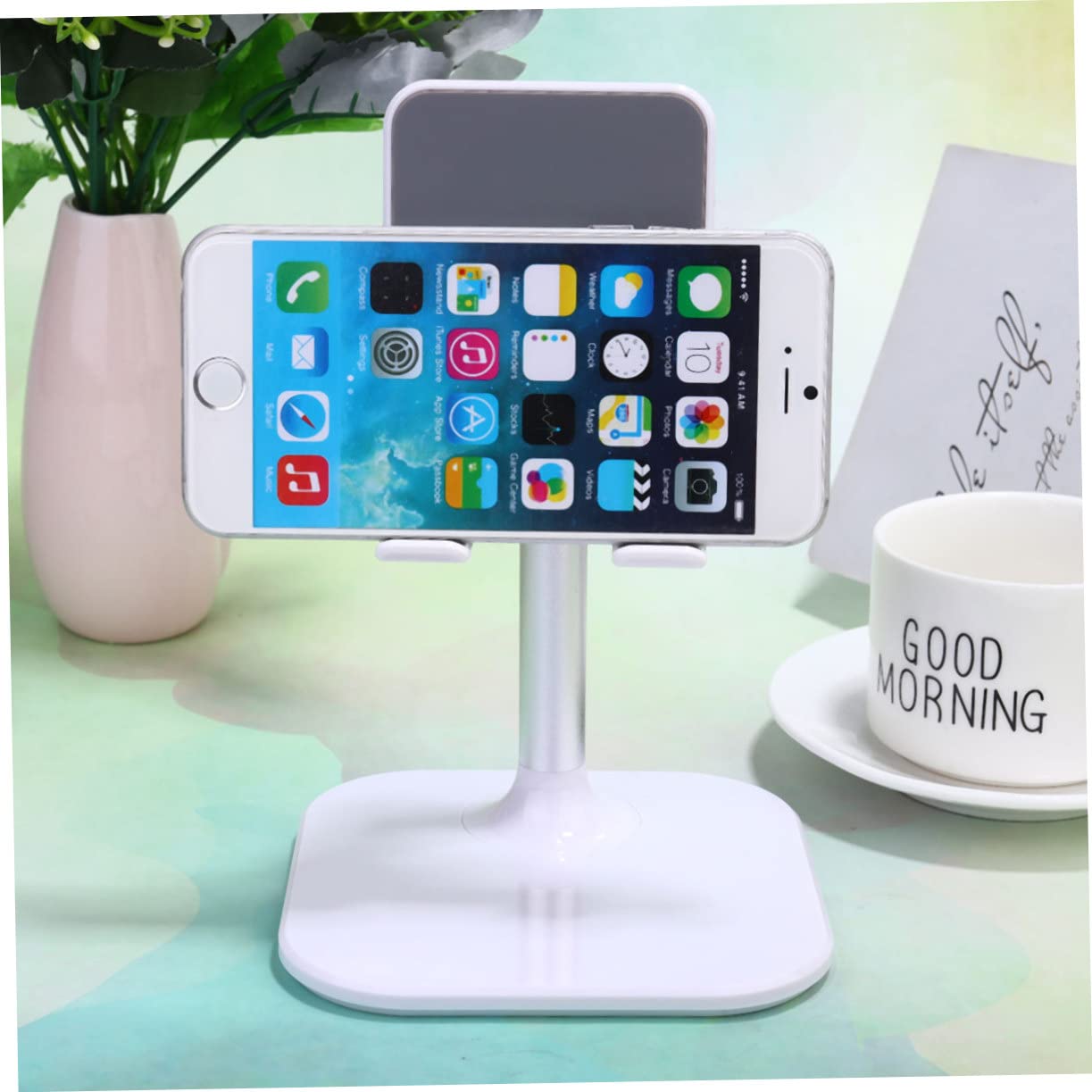 Universal Adjustable Phone and Tablet Stand Holder - 2 Pack, White - Perfect for Desk, Bed, Kitchen, and Office Use with Smartphones & Tablets