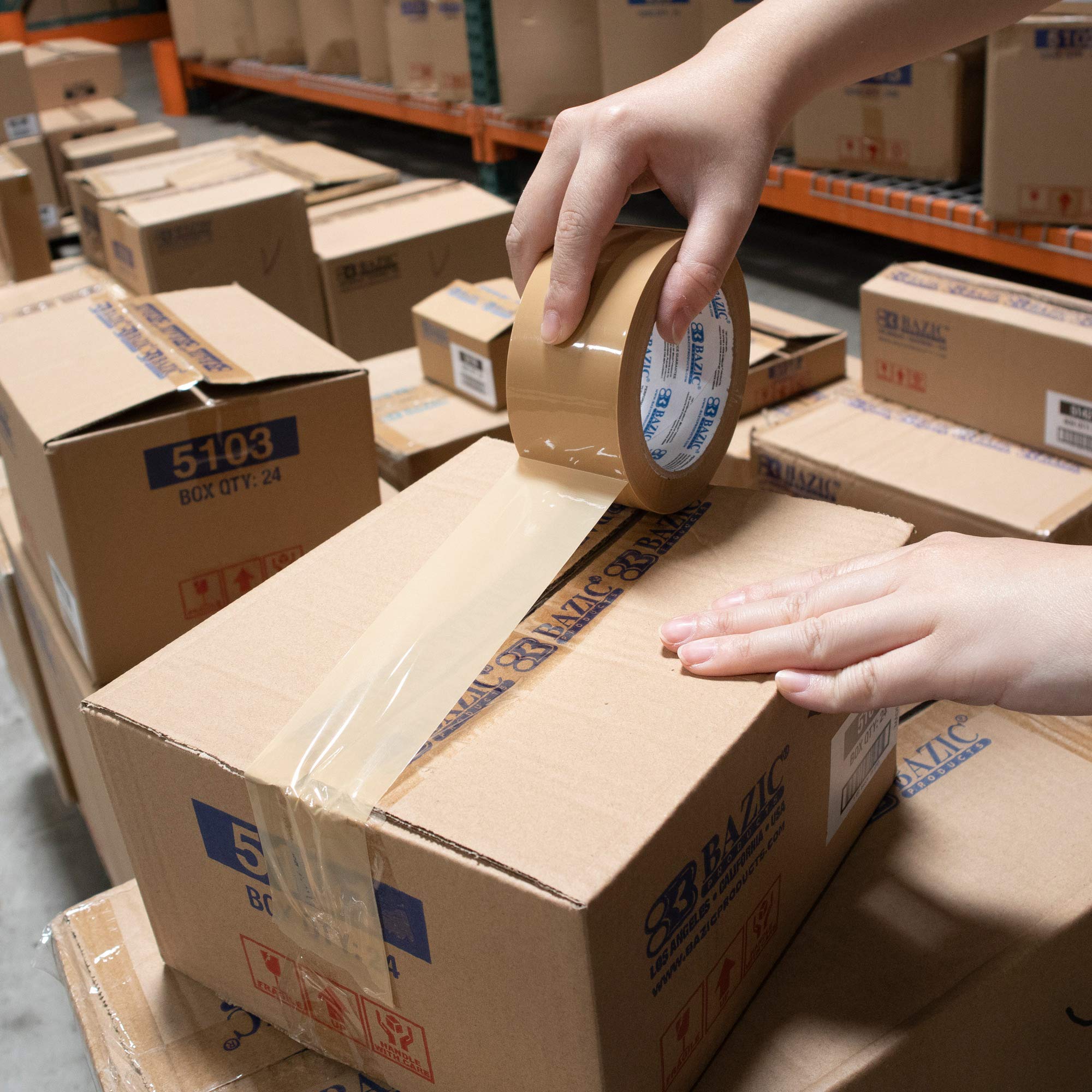 BAZIC 1.88 Inch X 54.6 Yards Heavy Duty Tan Packing Tape for Shipping Boxes, Moving & Storage - Strong Adhesive Kraft Paper Tape for Secure Packaging